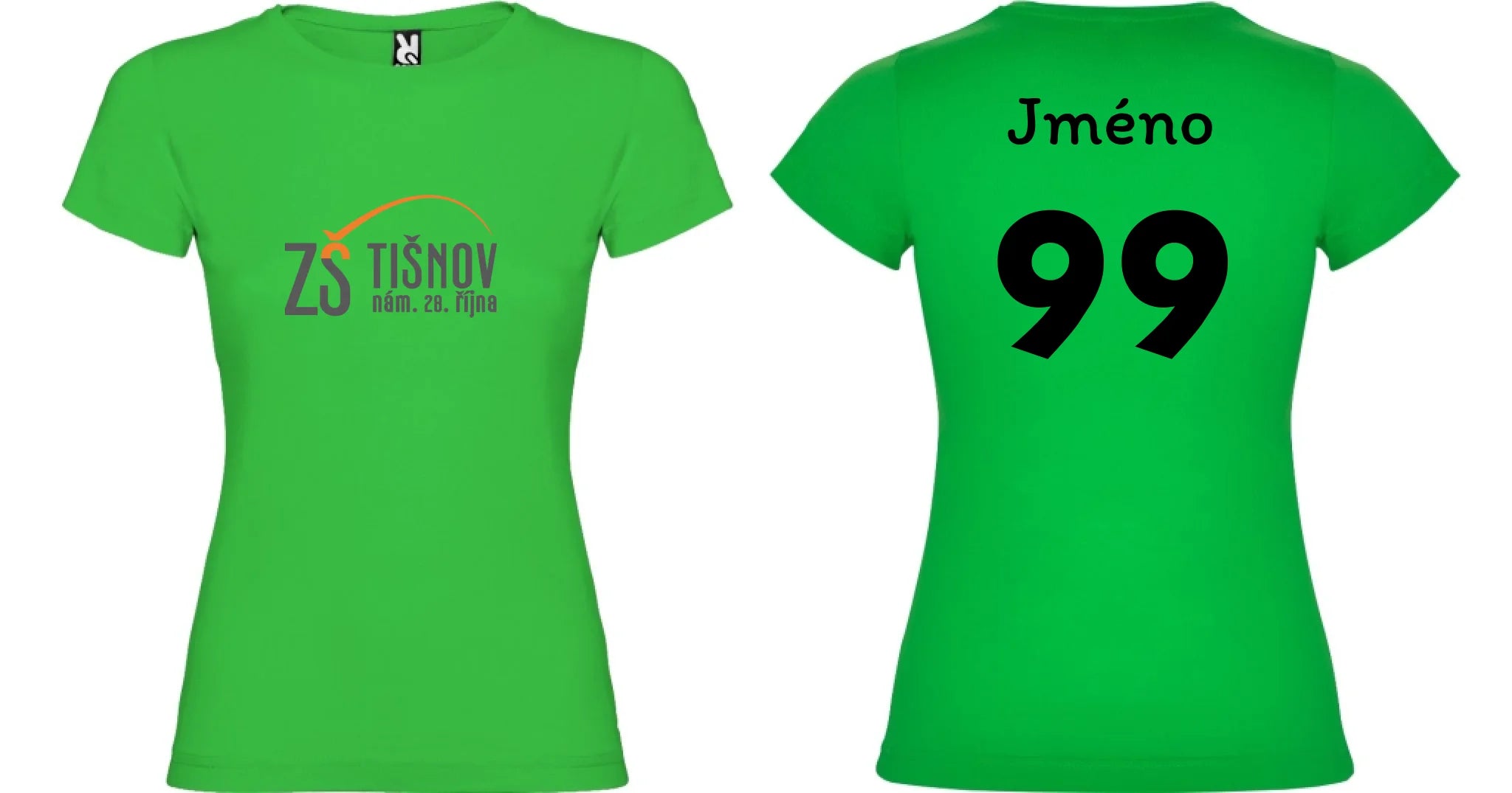ZŠ Tišnov dámské tričko oboustranný potisk dámské jamaica Zelená