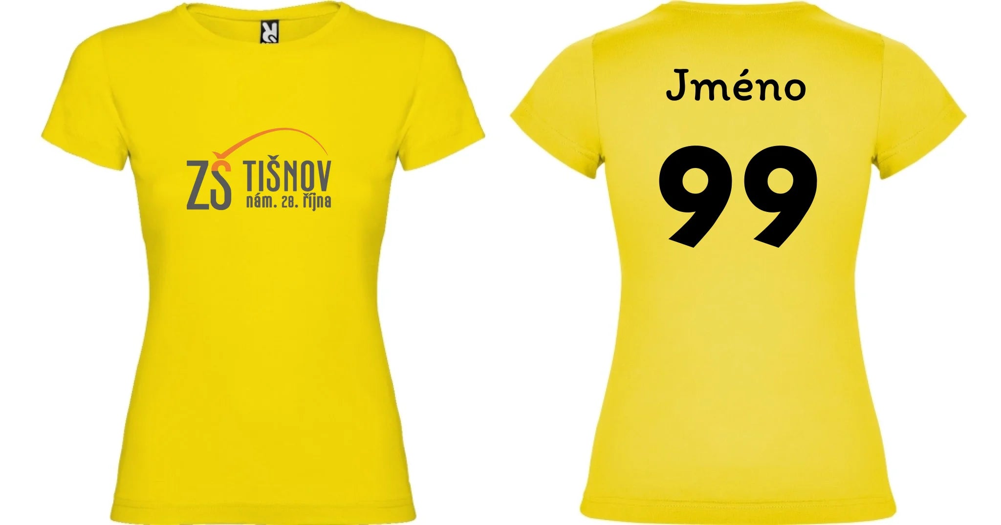 ZŠ Tišnov dámské tričko oboustranný potisk dámské jamaica Žlutá