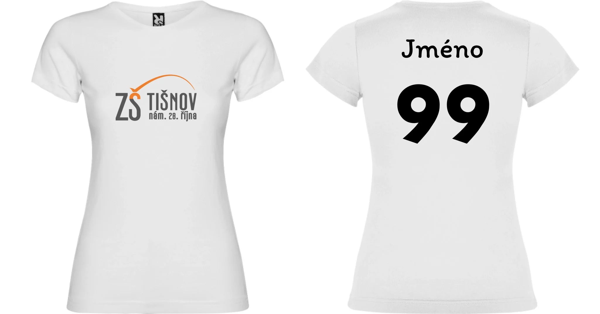 ZŠ Tišnov dámské tričko oboustranný potisk dámské jamaica Bílá
