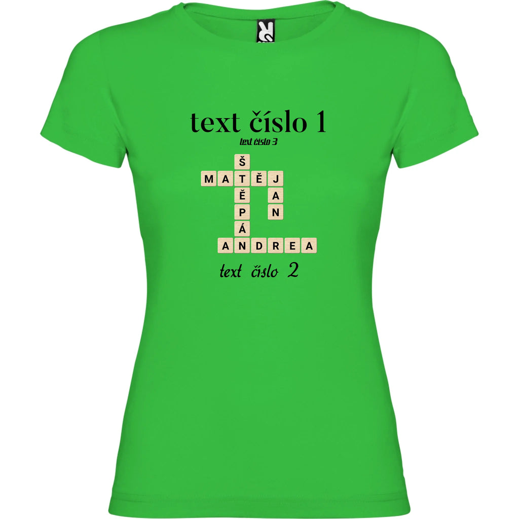 DÍVĆÍ TRIČKO s motivem SCRABLE (vložíte jména, doplníte texty)