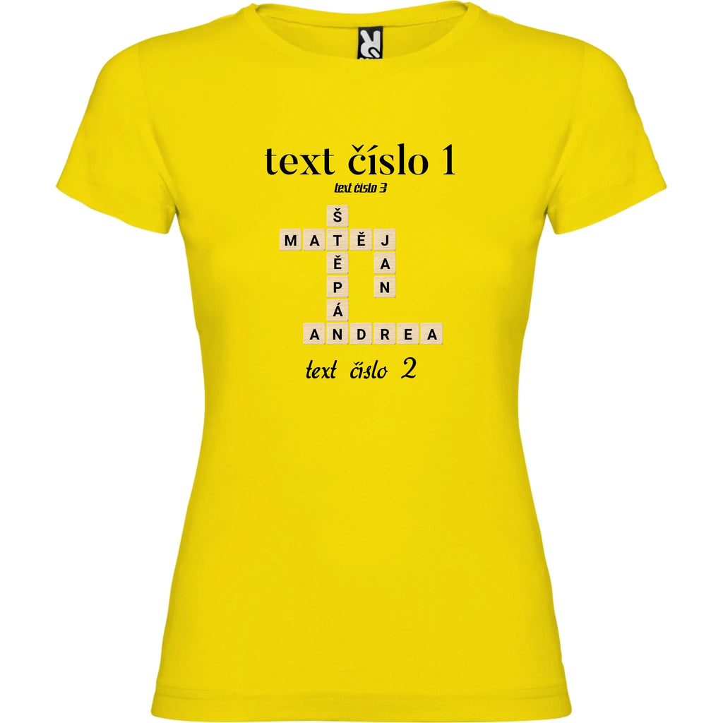 DÍVĆÍ TRIČKO s motivem SCRABLE (vložíte jména, doplníte texty)
