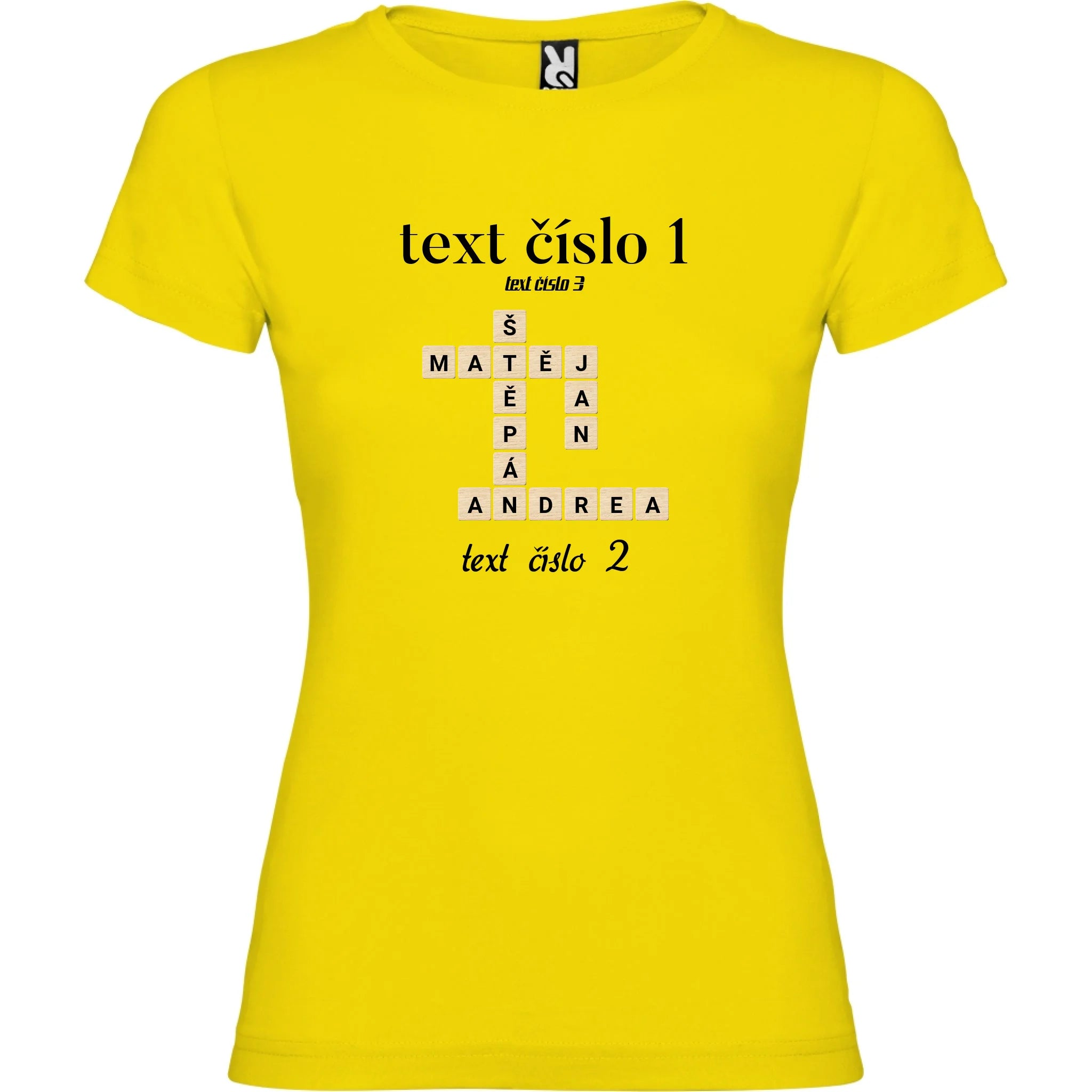 DÍVĆÍ TRIČKO s motivem SCRABLE (vložíte jména, doplníte texty)