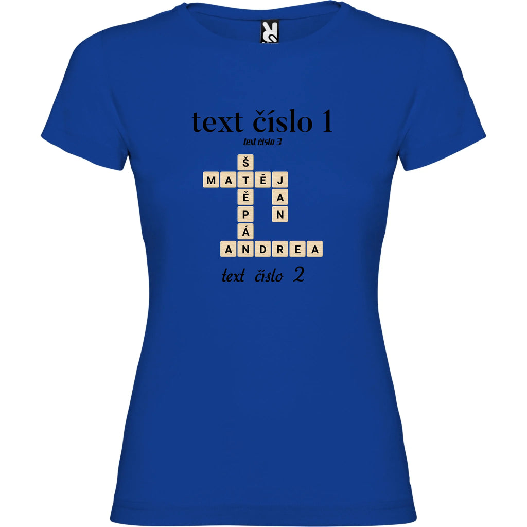 DÍVĆÍ TRIČKO s motivem SCRABLE (vložíte jména, doplníte texty)