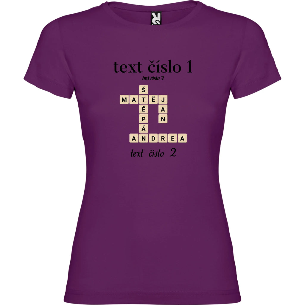 DÍVĆÍ TRIČKO s motivem SCRABLE (vložíte jména, doplníte texty)