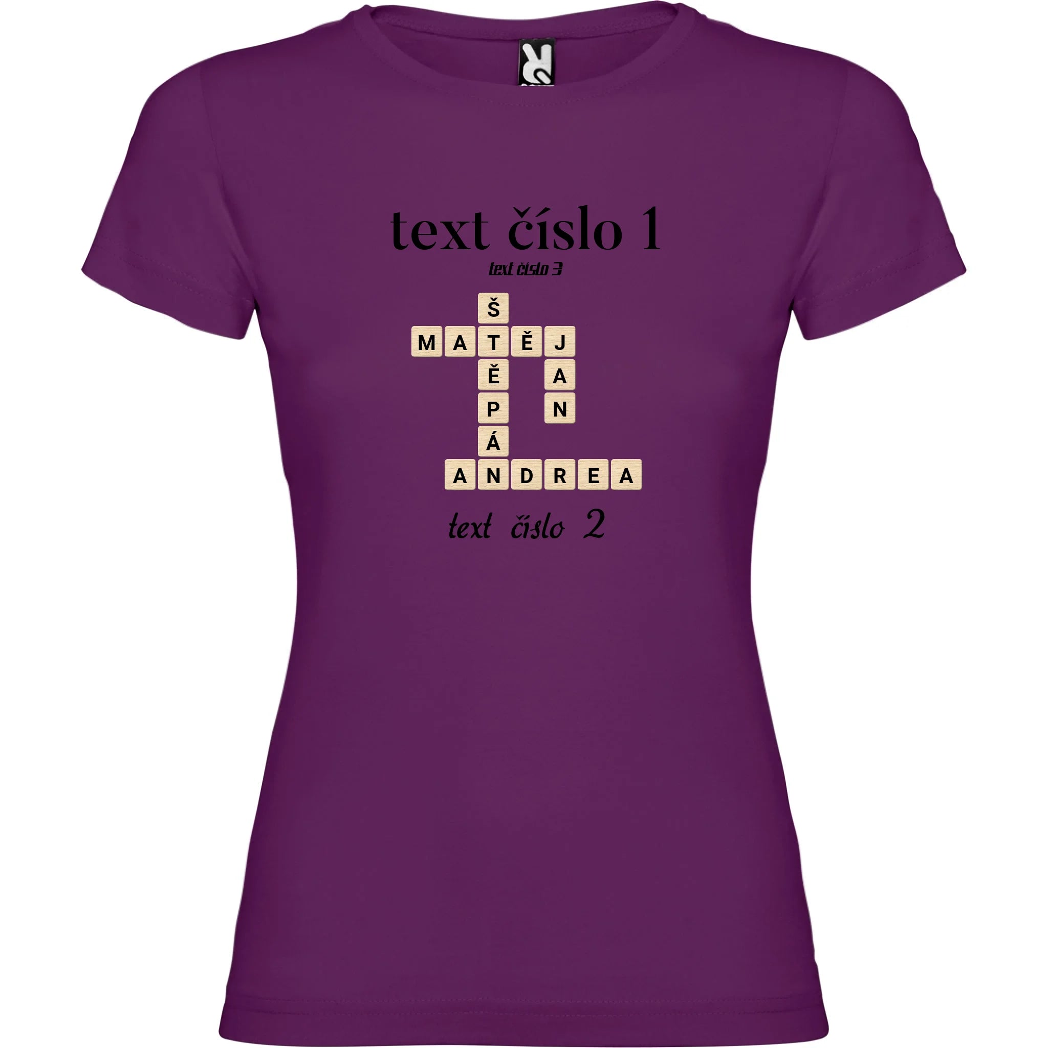 DÍVĆÍ TRIČKO s motivem SCRABLE (vložíte jména, doplníte texty)