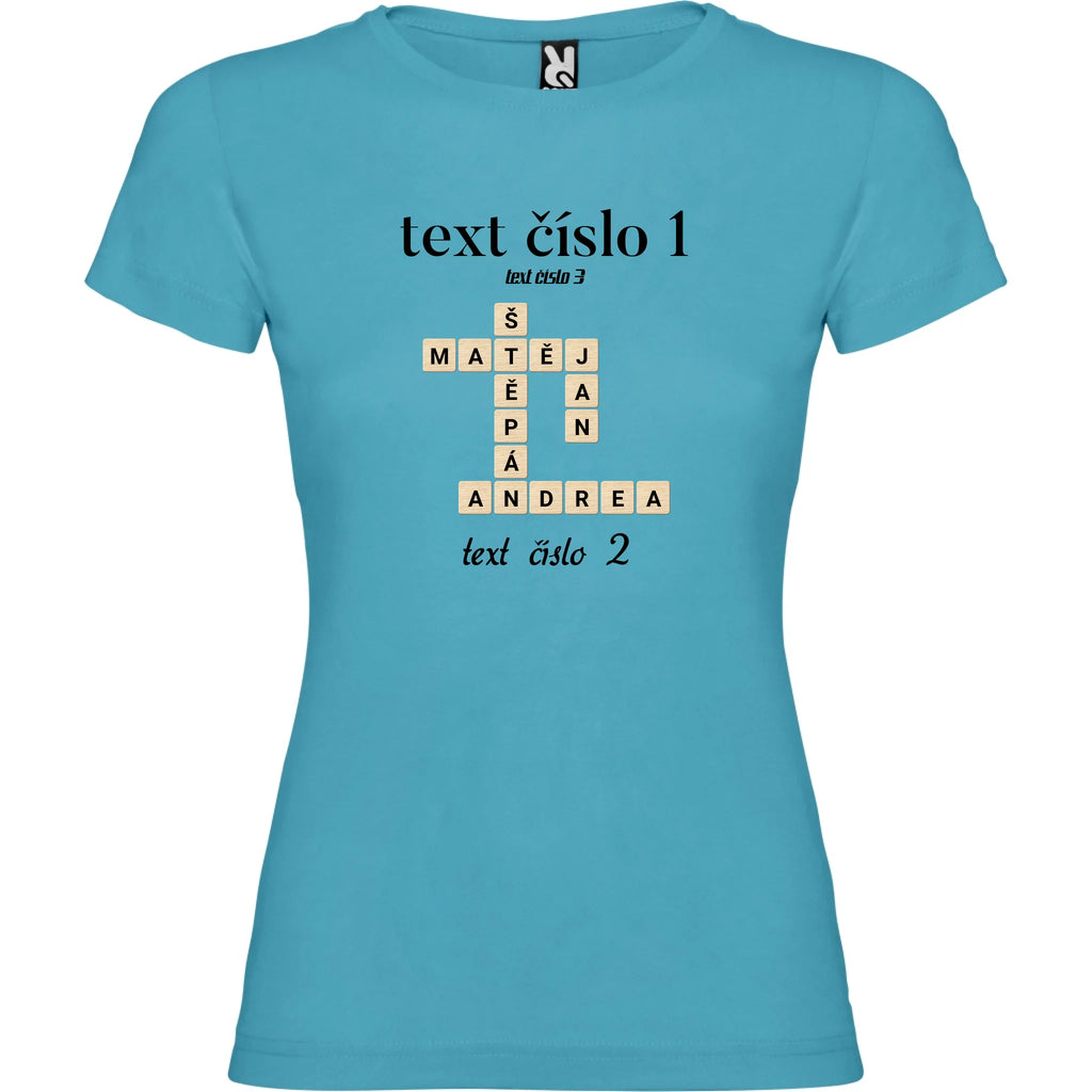 DÍVĆÍ TRIČKO s motivem SCRABLE (vložíte jména, doplníte texty)