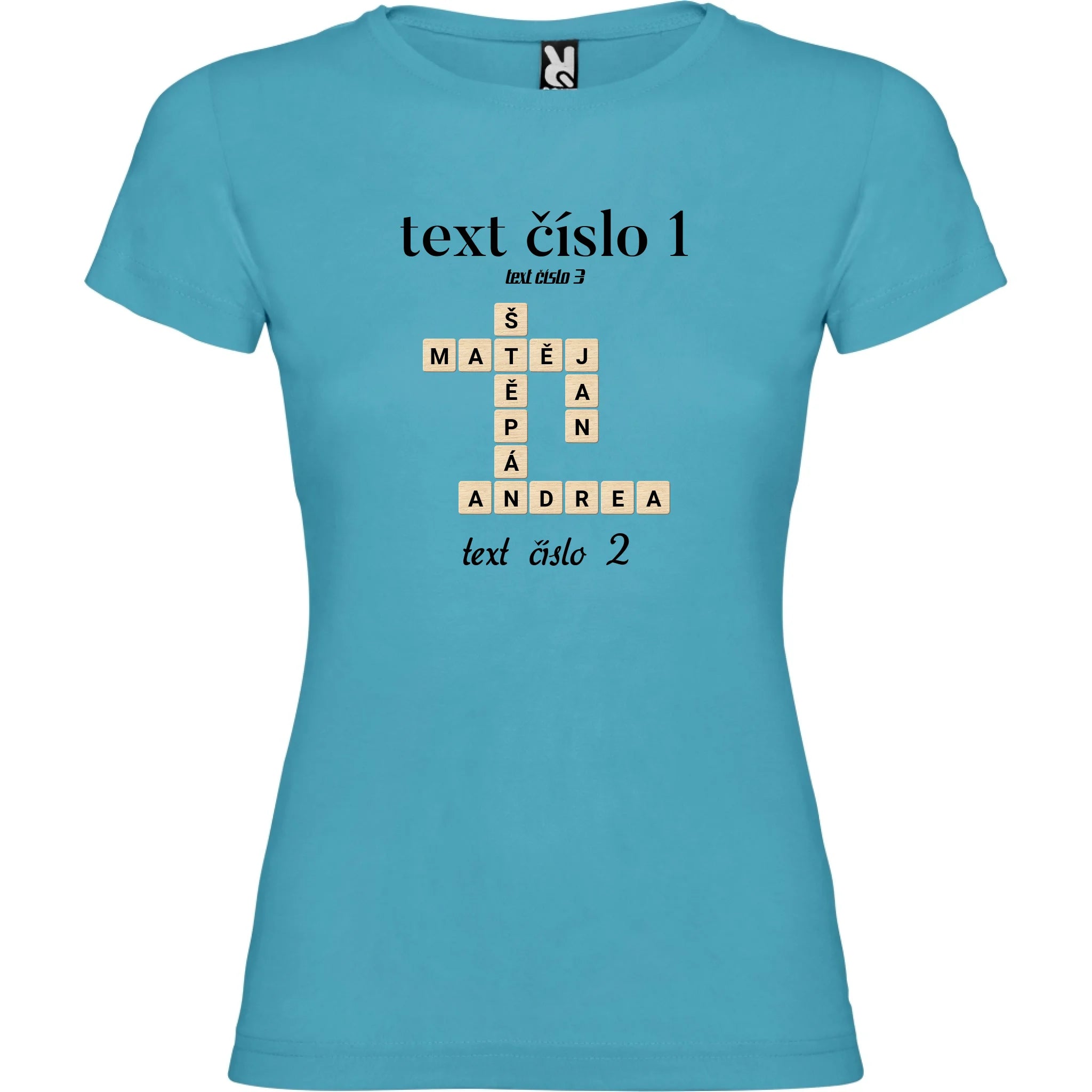 DÍVĆÍ TRIČKO s motivem SCRABLE (vložíte jména, doplníte texty)