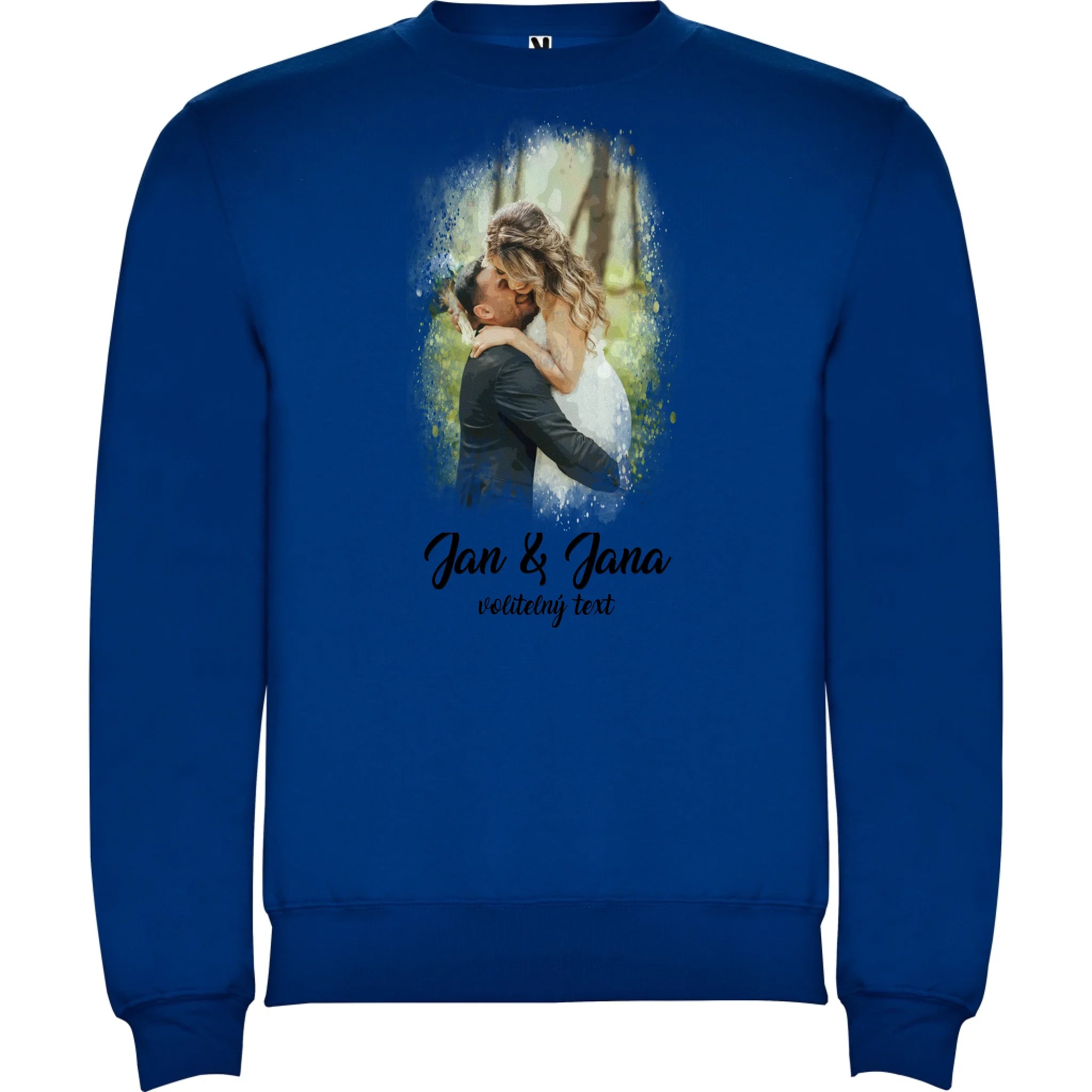 MIKINA BEZ KAPUCE UNISEX s motivem SVATBA (vložíte foto a texty) potisk jen dopředu unisex mikina clasica Modrá
