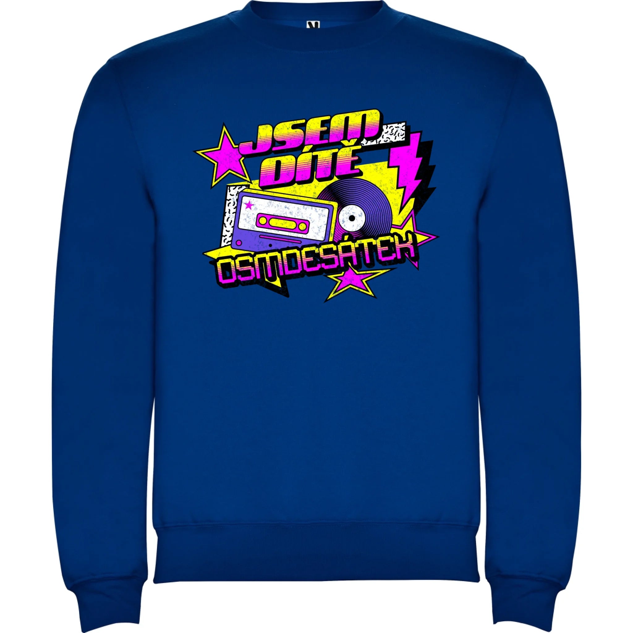 MIKINA BEZ KAPUCE UNISEX s motivem NAROZENINY DÍTĚ OSMDESÁTEK (výběr ze 3 potisků) potisk jen dopředu unisex mikina clasica Modrá
