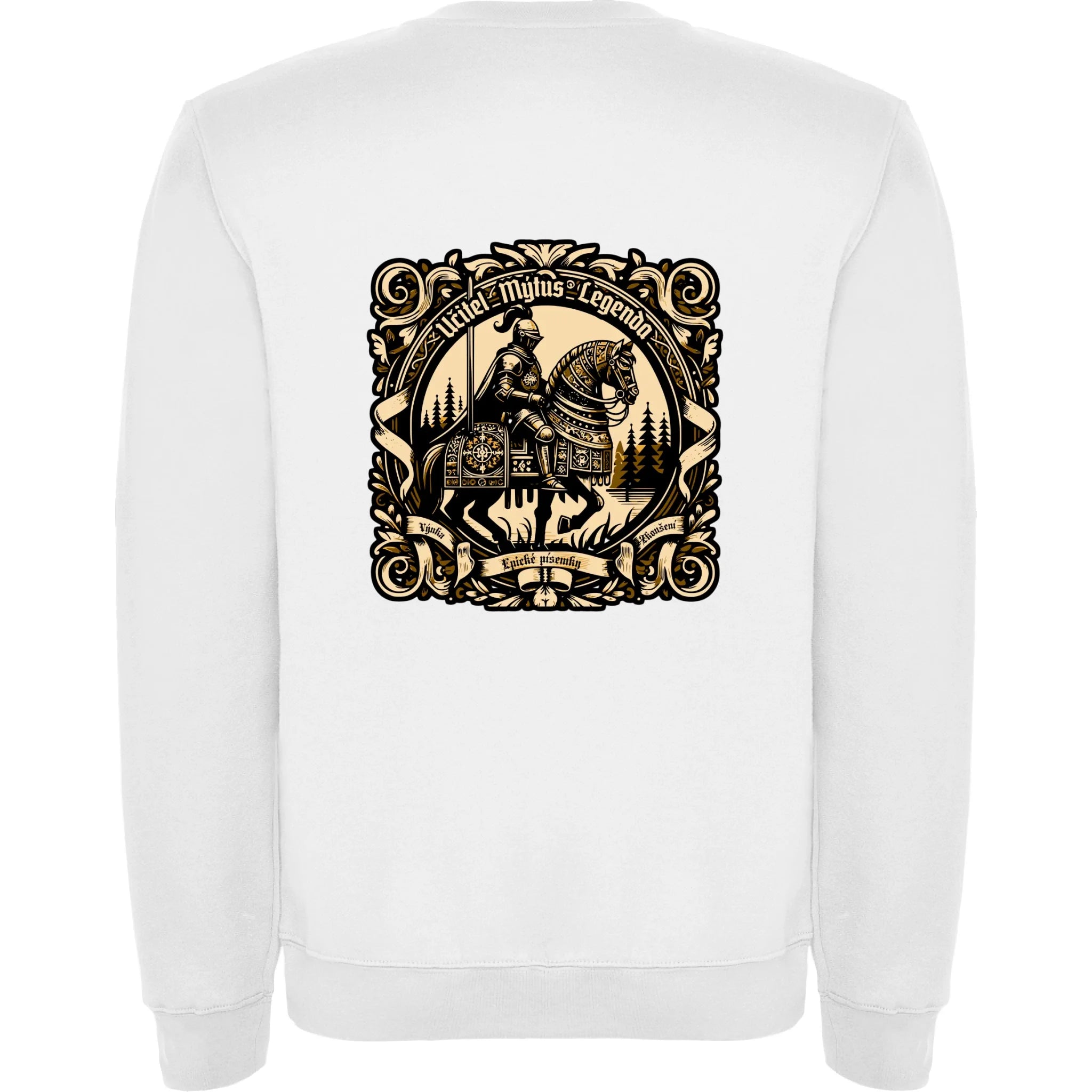 MIKINA BEZ KAPUCE s motivem UČITEL (výběr z 20+ potisků) potisk jen na záda unisex mikina clasica Bílá