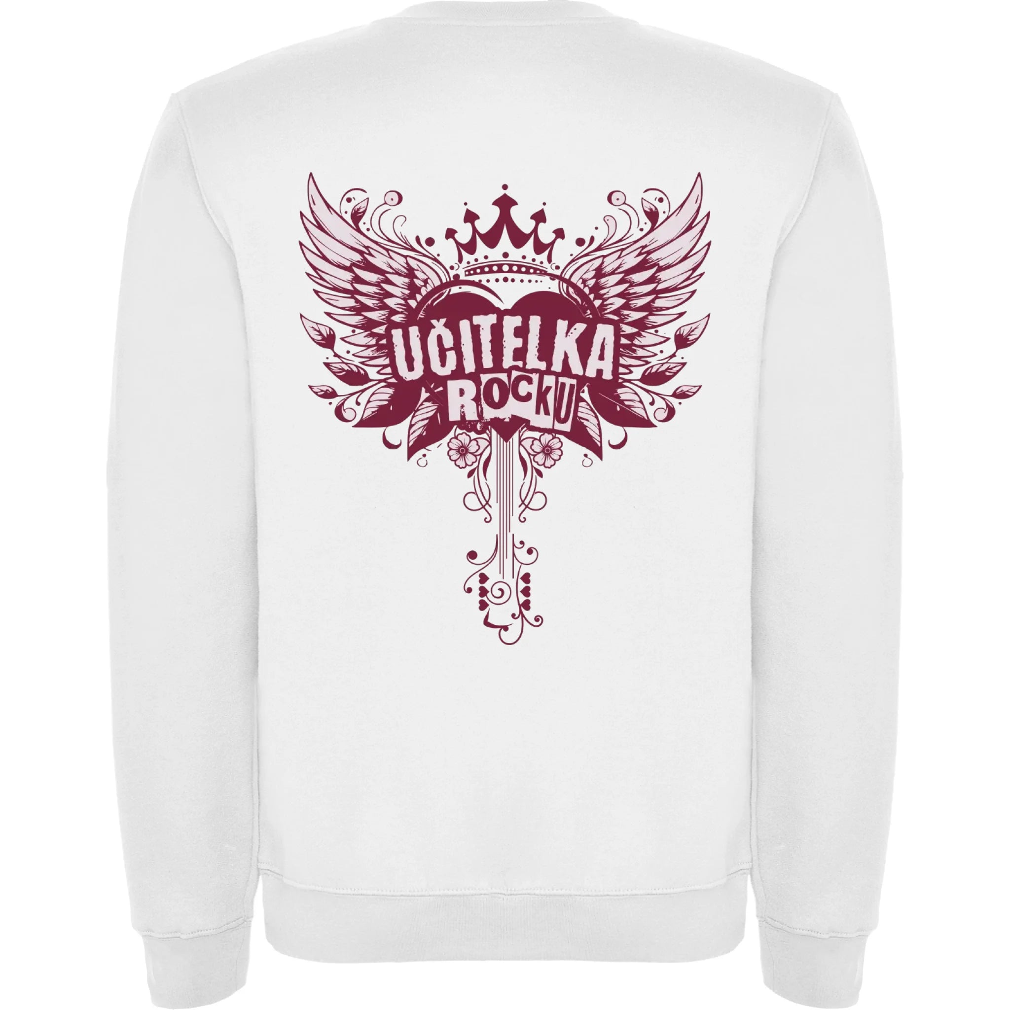 MIKINA BEZ KAPUCE s motivem UČITELKA (výběr z 17+ potisků) potisk jen na záda unisex mikina clasica Bílá