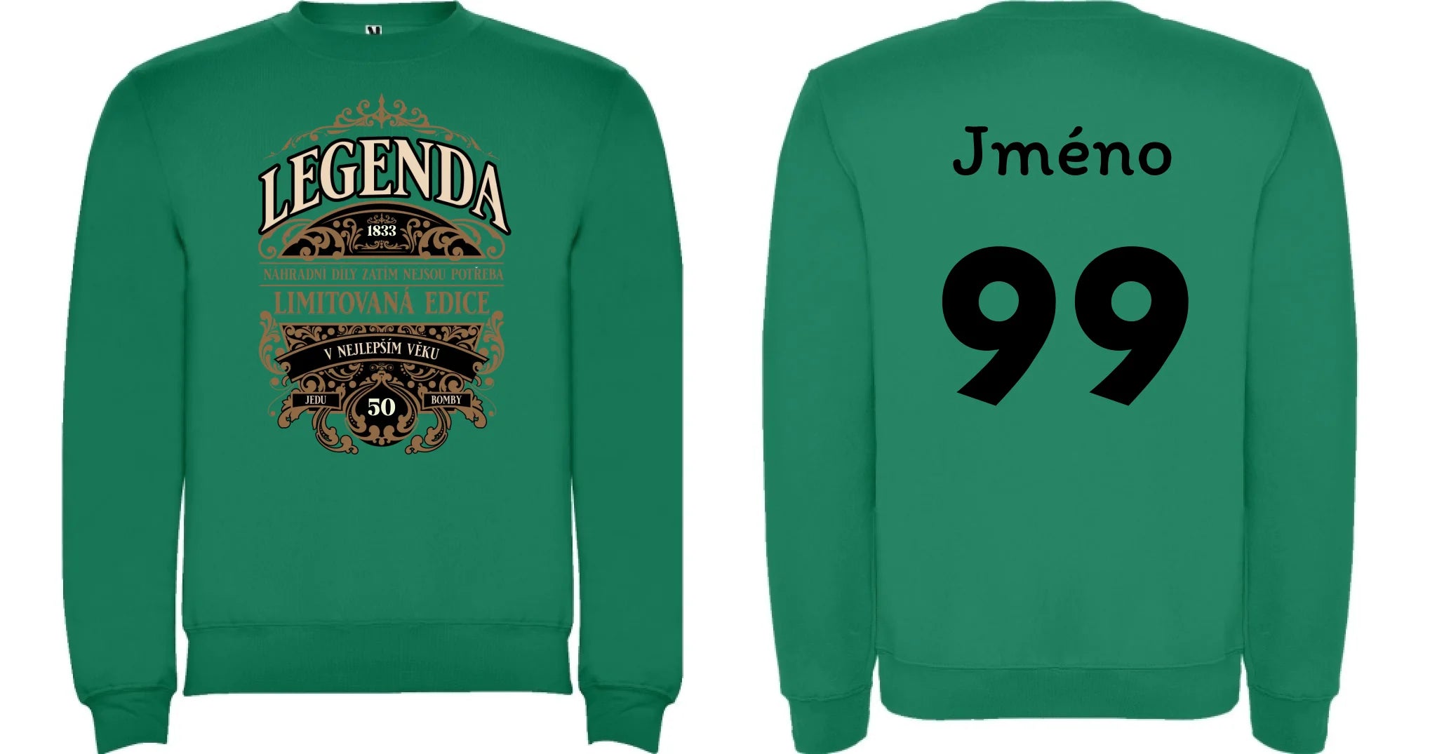MIKINA BEZ KAPUCE UNISEX s motivem NAROZENINY LEGENDA