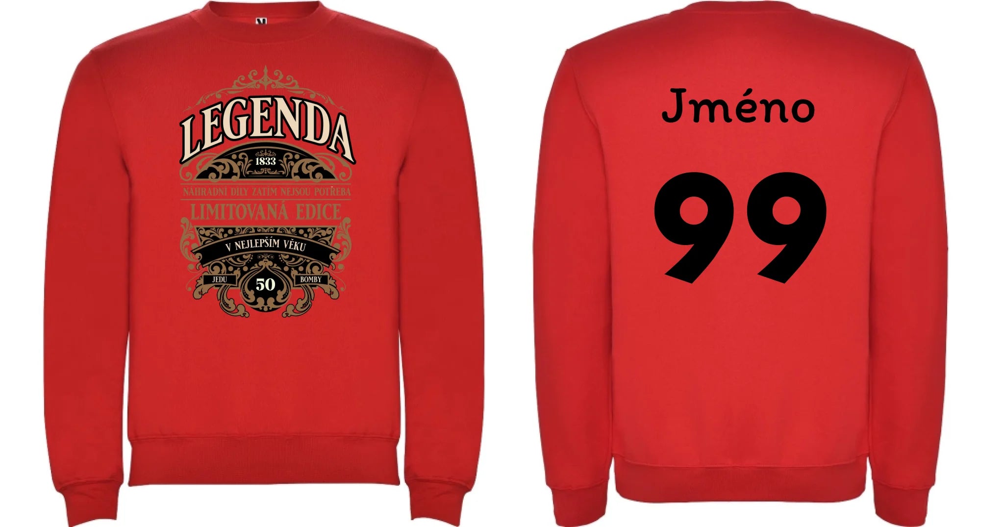 MIKINA BEZ KAPUCE UNISEX s motivem NAROZENINY LEGENDA