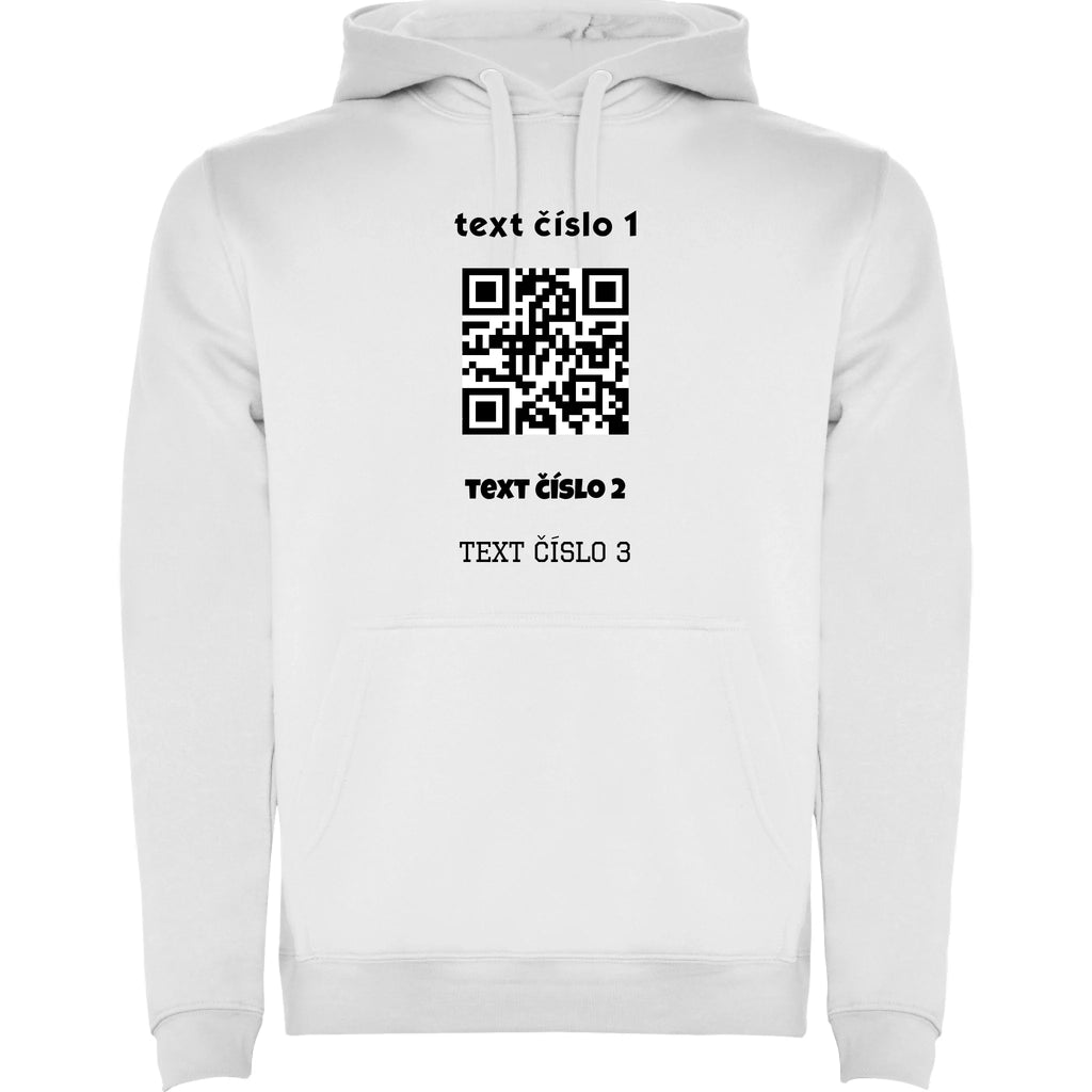 PÁNSKÁ MIKINA S KAPUCÍ s motivem QR KÓD (vložíte url adresu, můžete vložit vlastní texty)