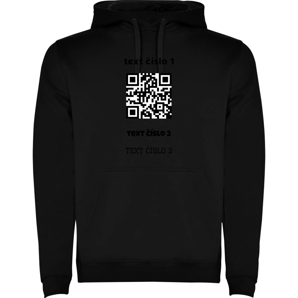 PÁNSKÁ MIKINA S KAPUCÍ s motivem QR KÓD (vložíte url adresu, můžete vložit vlastní texty)