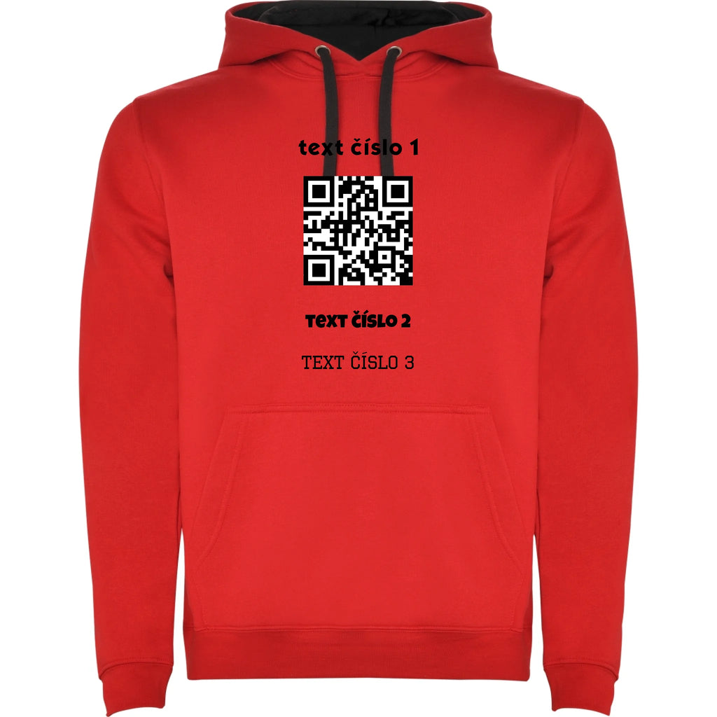 PÁNSKÁ MIKINA S KAPUCÍ s motivem QR KÓD (vložíte url adresu, můžete vložit vlastní texty)