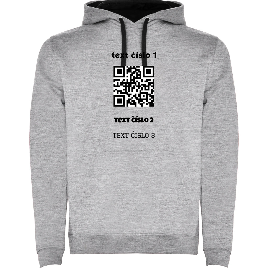 PÁNSKÁ MIKINA S KAPUCÍ s motivem QR KÓD (vložíte url adresu, můžete vložit vlastní texty)