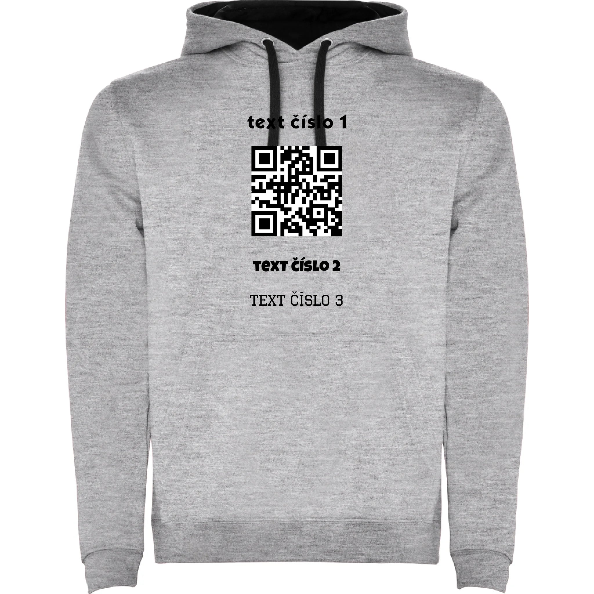 PÁNSKÁ MIKINA S KAPUCÍ s motivem QR KÓD (vložíte url adresu, můžete vložit vlastní texty)
