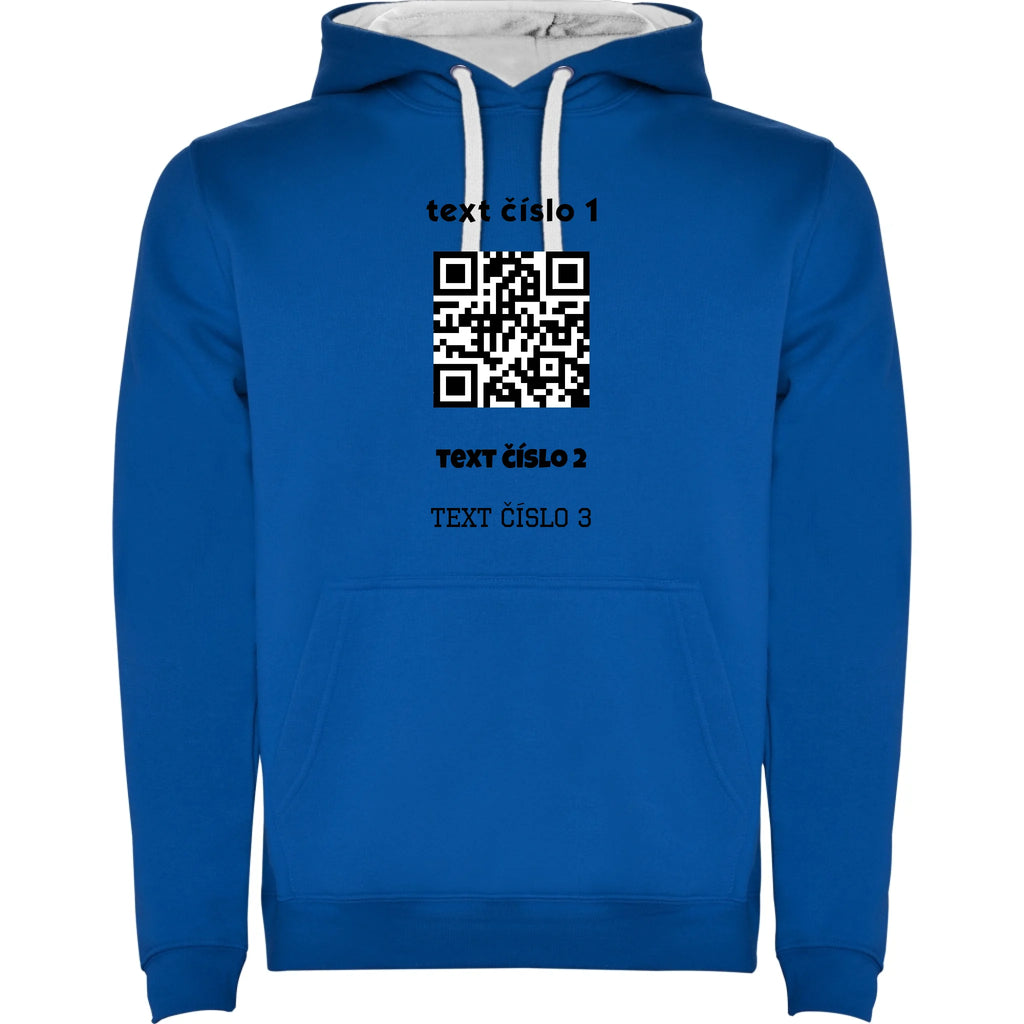 PÁNSKÁ MIKINA S KAPUCÍ s motivem QR KÓD (vložíte url adresu, můžete vložit vlastní texty)