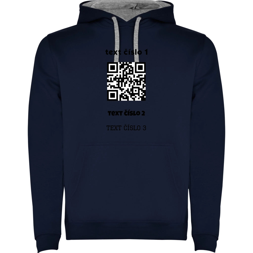 PÁNSKÁ MIKINA S KAPUCÍ s motivem QR KÓD (vložíte url adresu, můžete vložit vlastní texty)