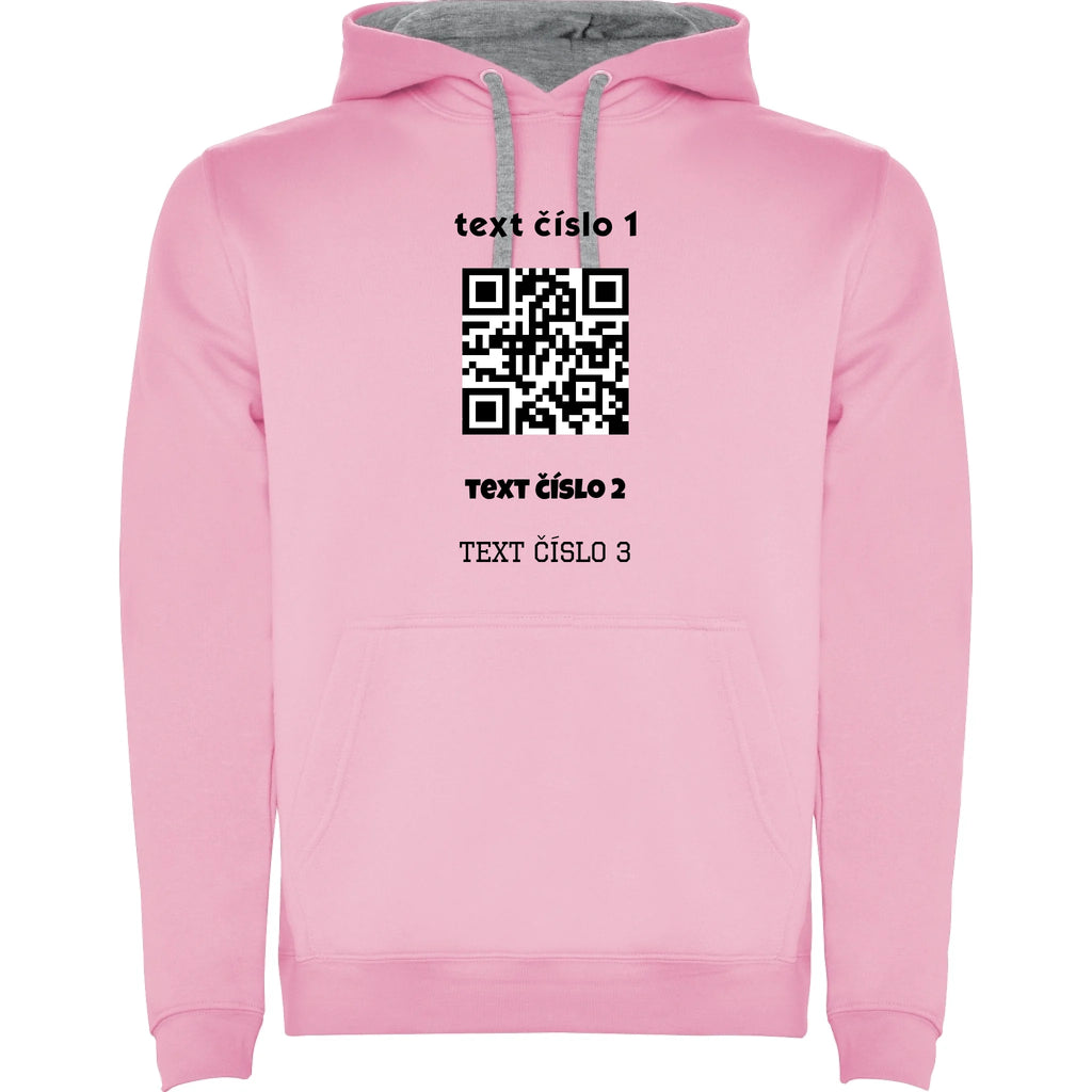 PÁNSKÁ MIKINA S KAPUCÍ s motivem QR KÓD (vložíte url adresu, můžete vložit vlastní texty)