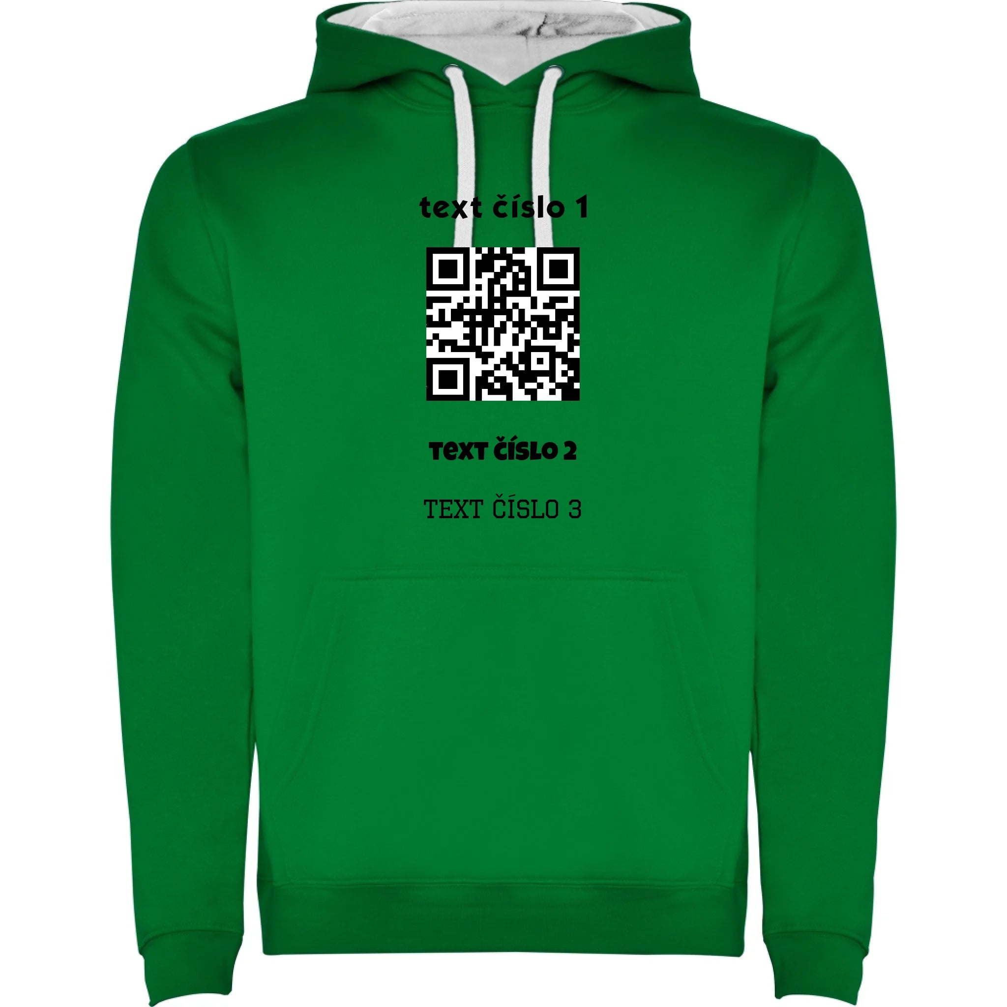 PÁNSKÁ MIKINA S KAPUCÍ s motivem QR KÓD (vložíte url adresu, můžete vložit vlastní texty)