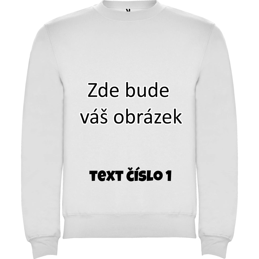 DĚTSKÁ MIKINA bez kapuce s vaším motivem/fotkou potisk jen dopředu Bílá