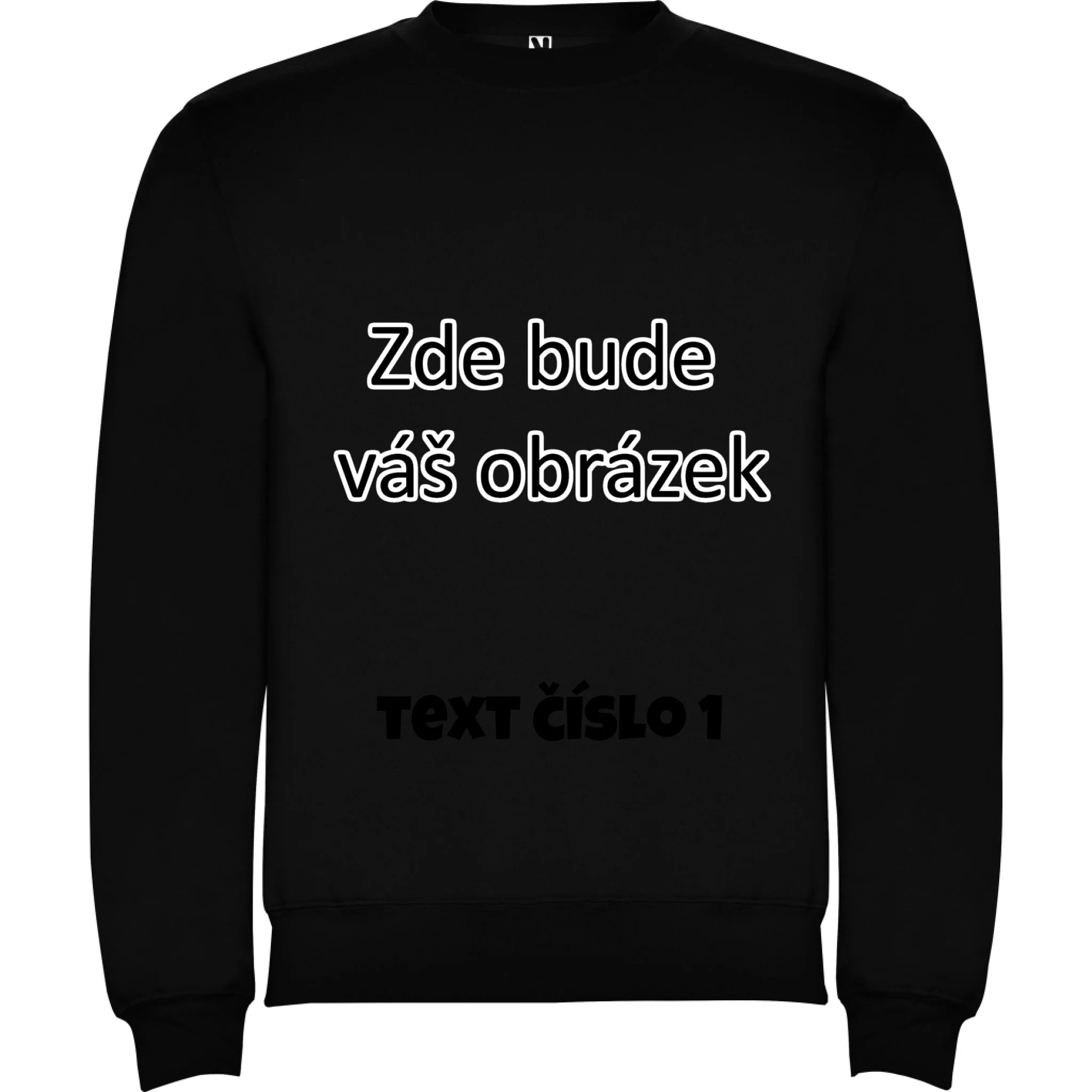 UNISEX mikina týmová POTISK DOPŘEDU Potisk jen dopředu CLASICA Černá