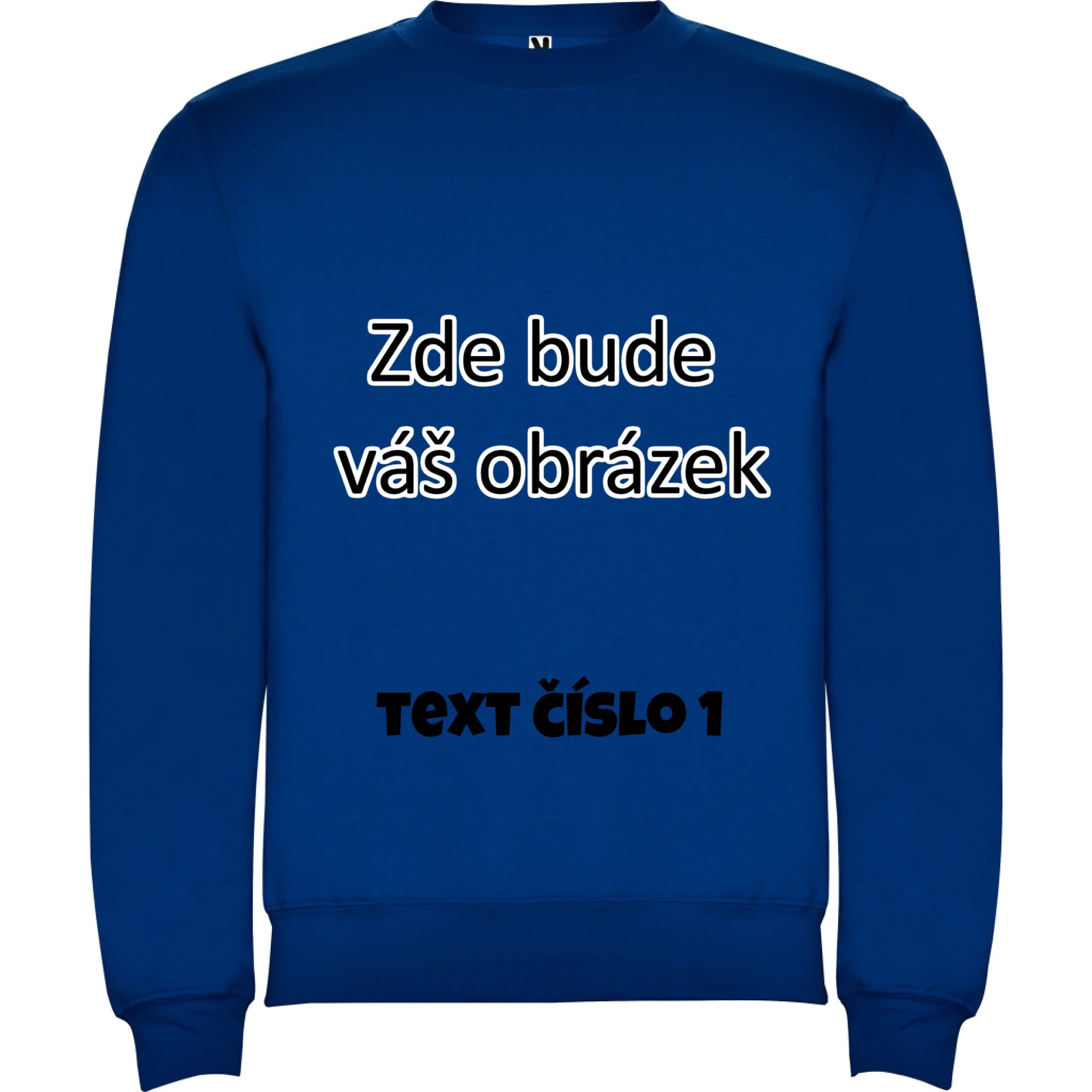 DĚTSKÁ MIKINA bez kapuce s vaším motivem/fotkou potisk jen dopředu Modrá