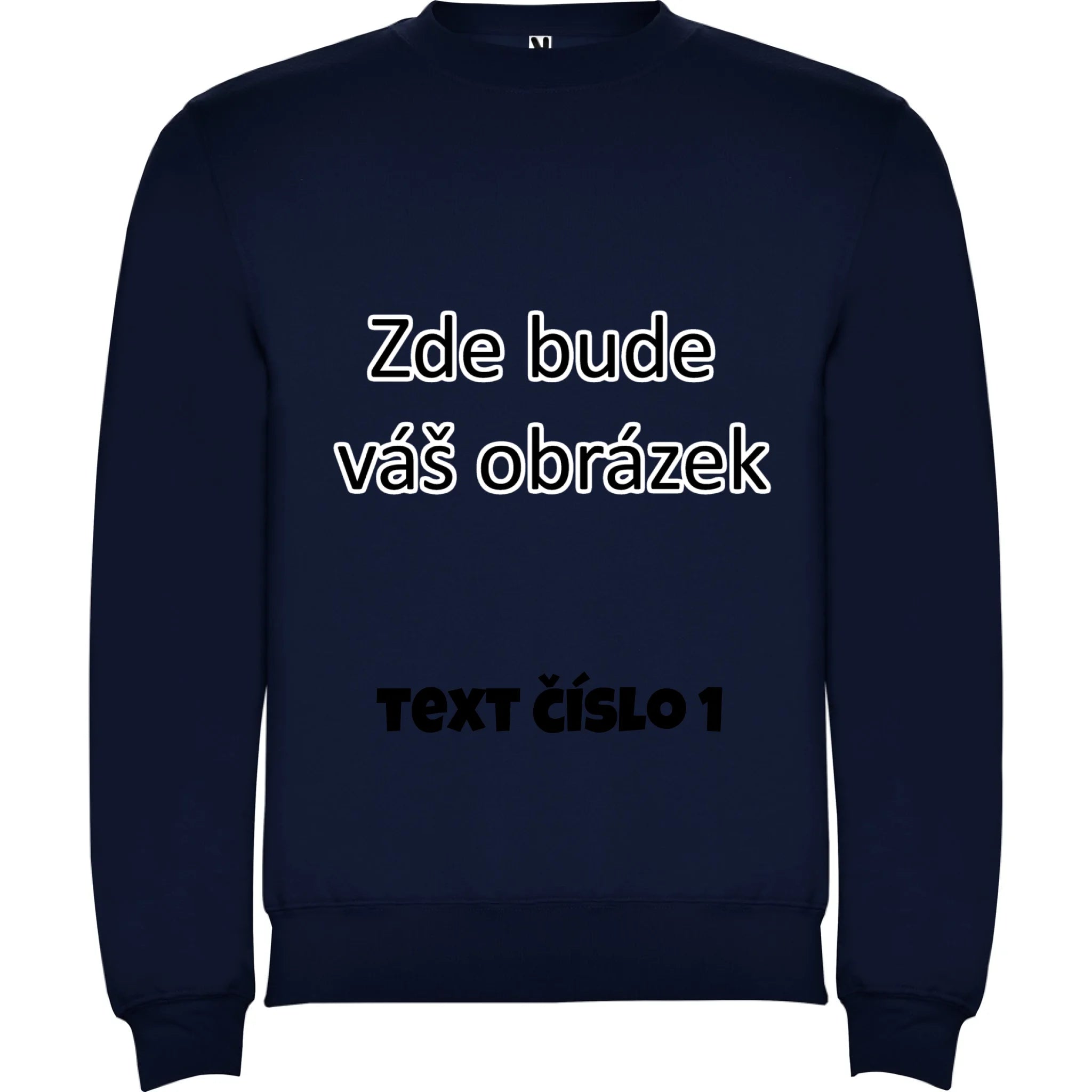 DĚTSKÁ MIKINA bez kapuce s vaším motivem/fotkou potisk jen dopředu Námořnická modrá