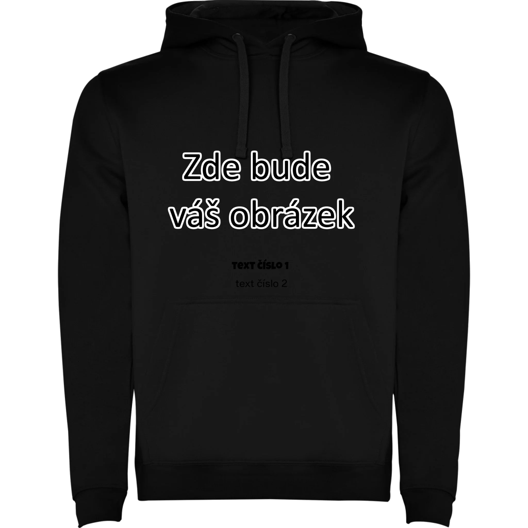 DĚTSKÁ MIKINA s kapucí s vaším motivem/fotkou potisk jen dopředu Černá