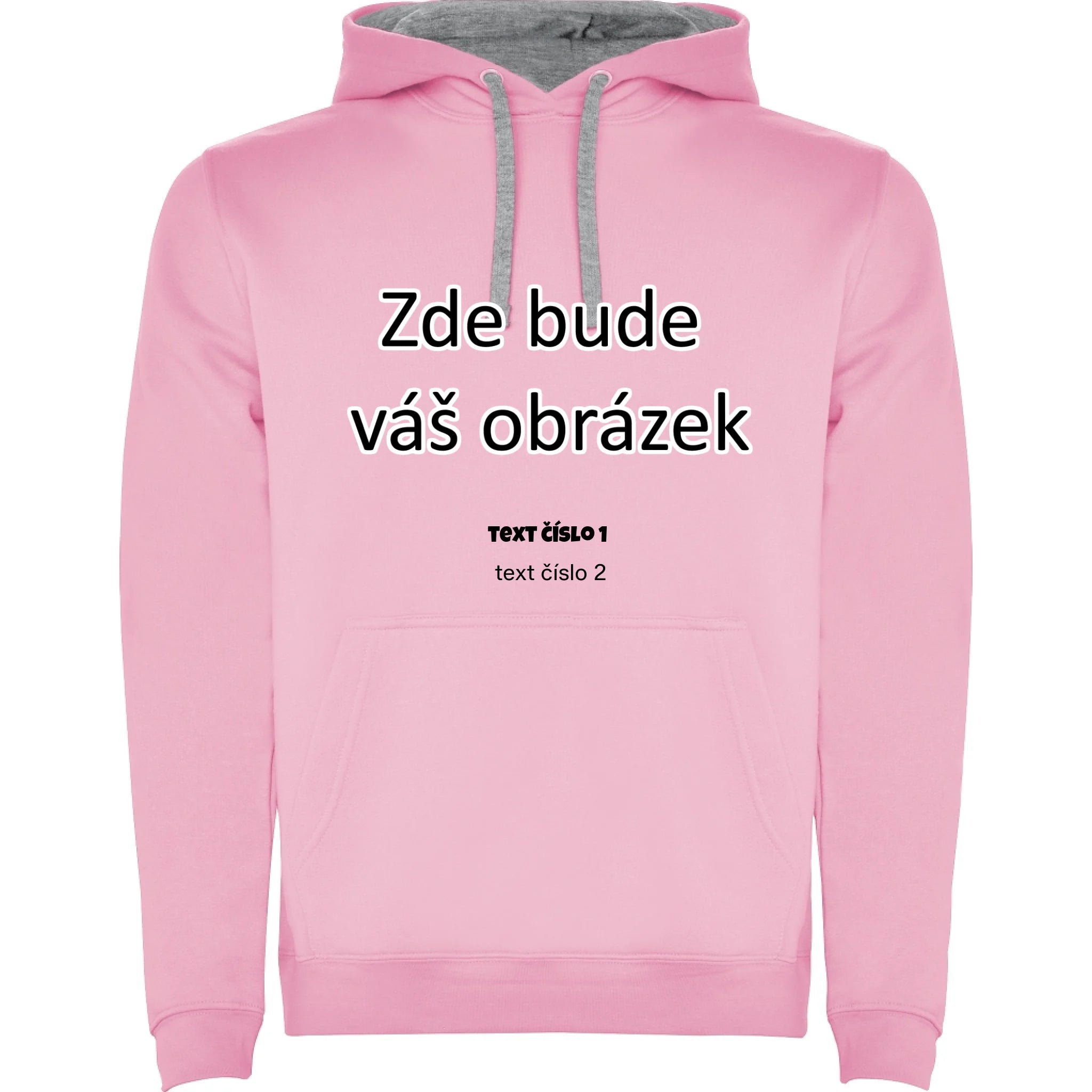 DĚTSKÁ MIKINA s kapucí s vaším motivem/fotkou potisk jen dopředu Růžová