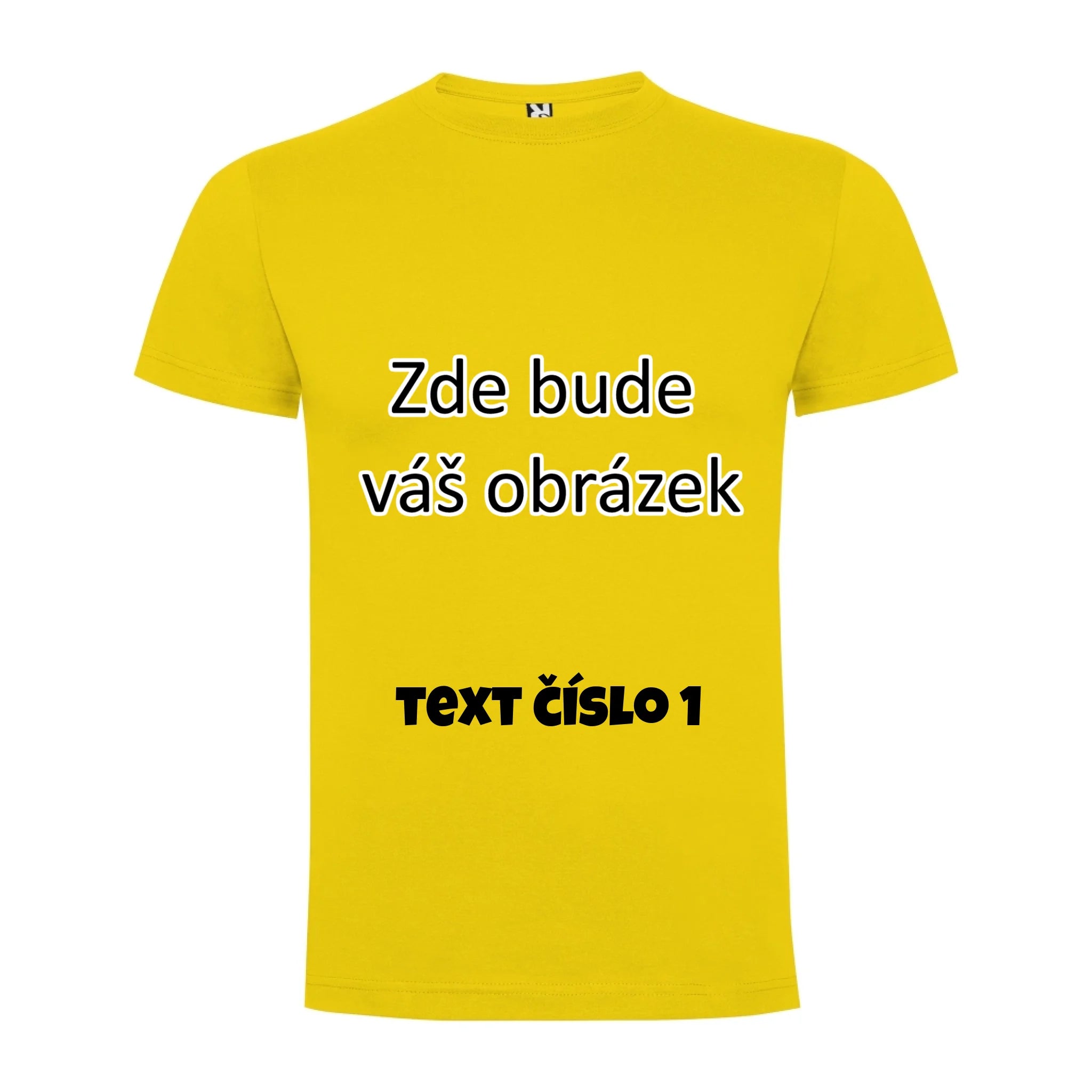 CHLAPECKÉ TRIČKO krátký rukáv s vaším motivem/fotkou potisk jen dopředu Žlutá