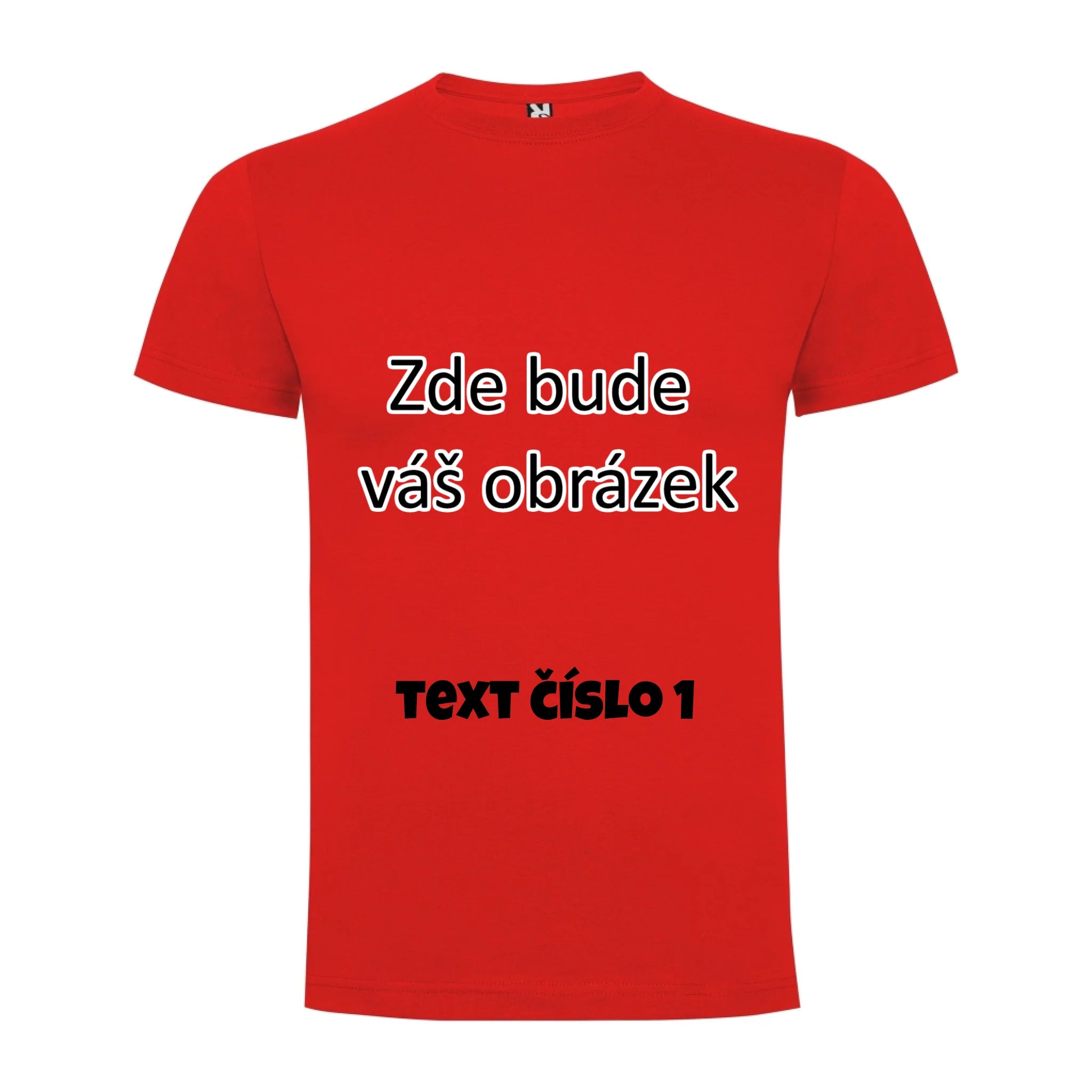 CHLAPECKÉ TRIČKO krátký rukáv s vaším motivem/fotkou potisk jen dopředu Červená