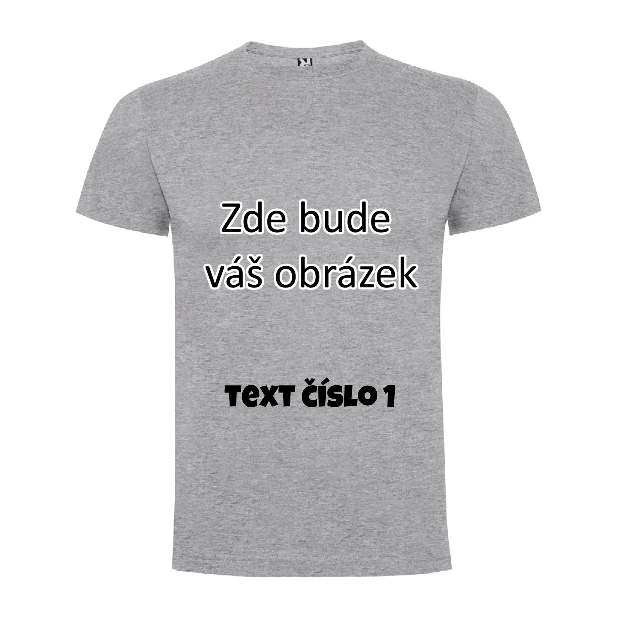 CHLAPECKÉ TRIČKO krátký rukáv s vaším motivem/fotkou potisk jen dopředu Melír