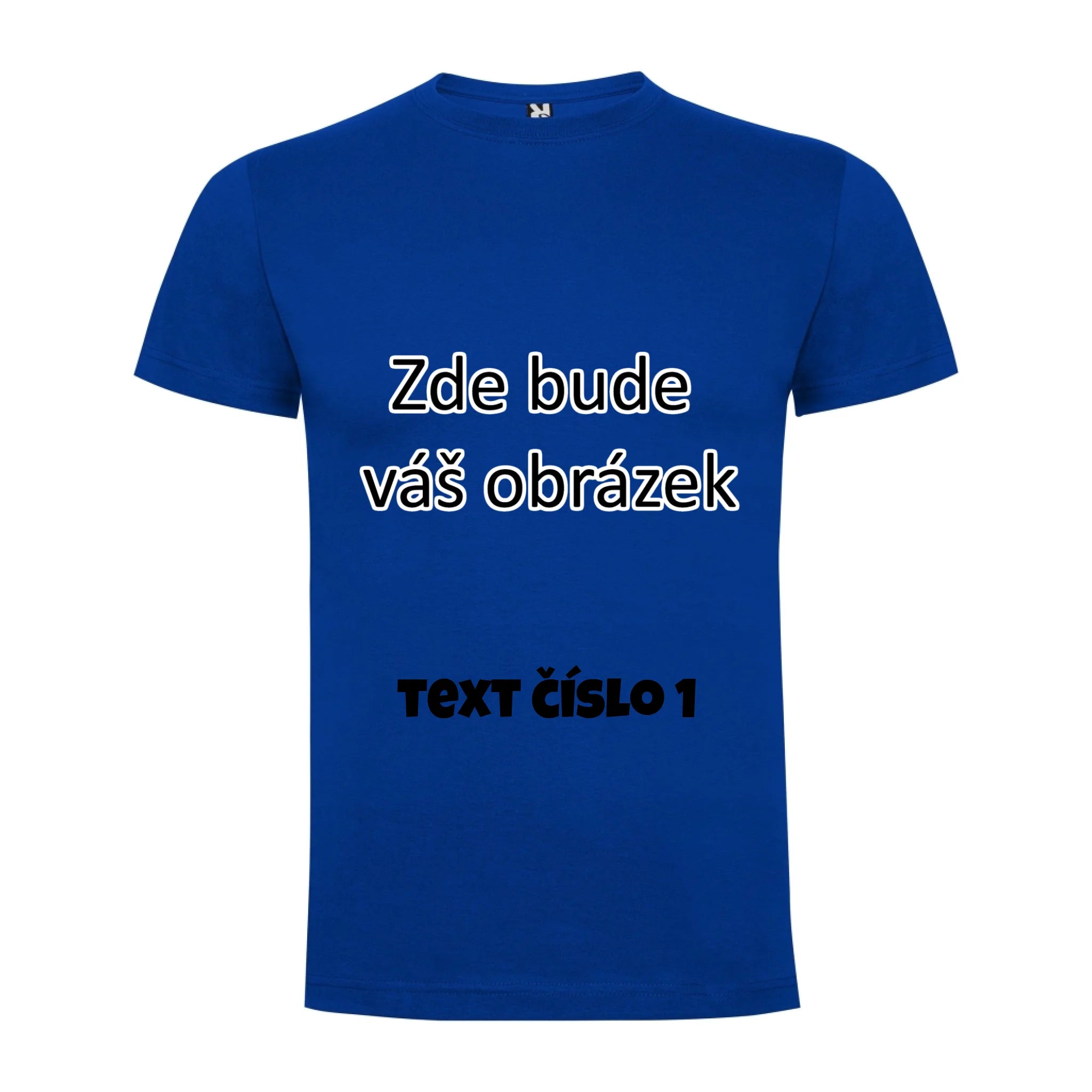 CHLAPECKÉ TRIČKO krátký rukáv s vaším motivem/fotkou potisk jen dopředu Modrá