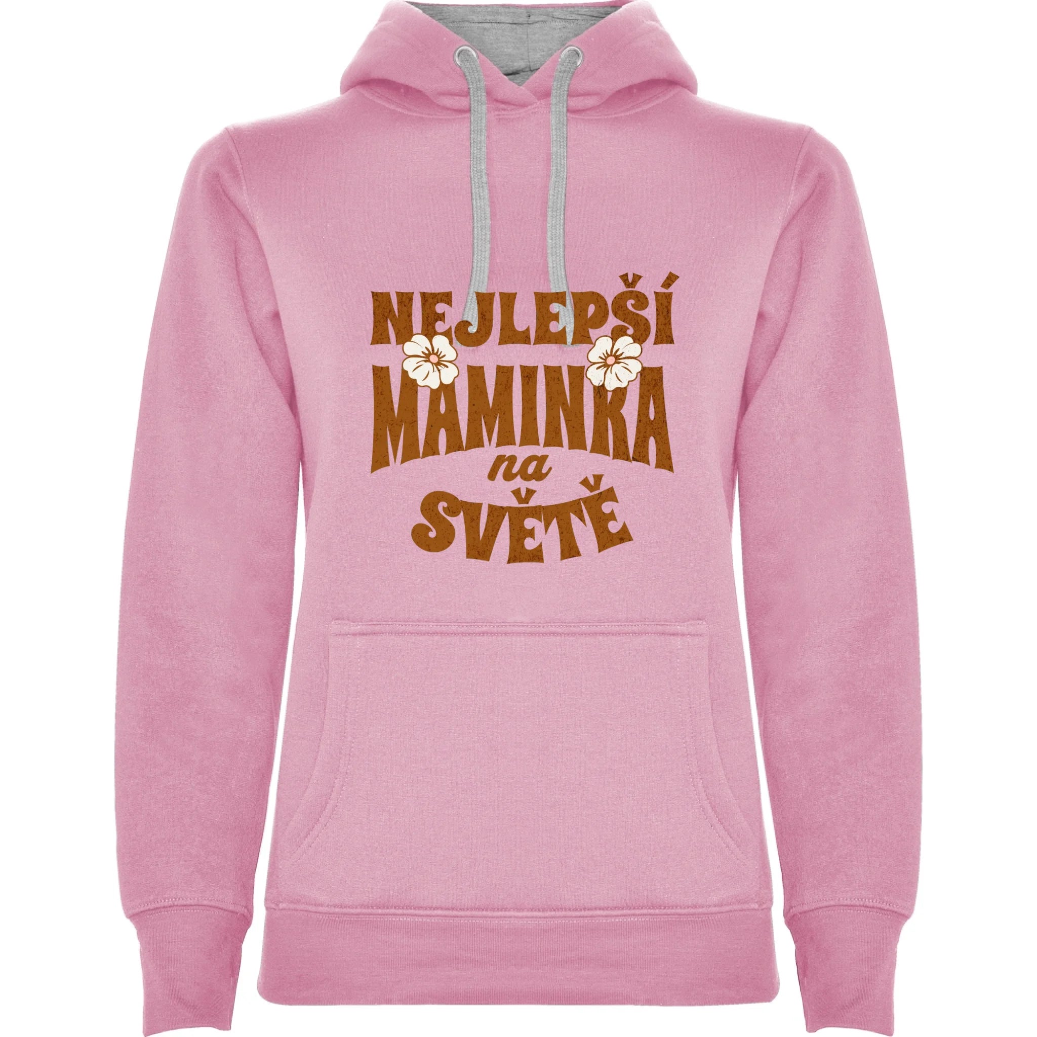 DÁMSKÁ MIKINA S KAPUCÍ s motivem NEJ MÁMA (výběr z 20+ potisků) potisk jen dopředu dámská mikina urban Růžová melír