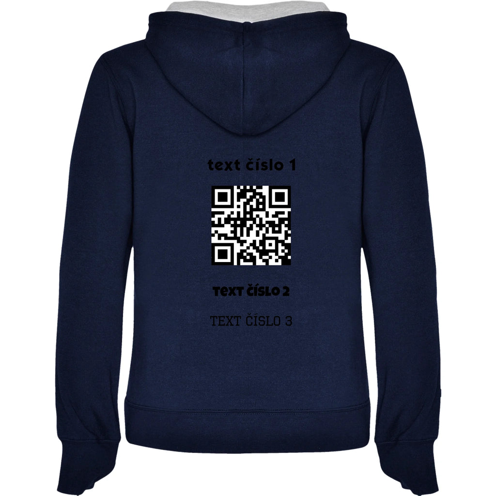 DÁMSKÁ MIKINA S KAPUCÍ s motivem QR KÓD (vložíte url adresu, můžete vložit vlastní texty)