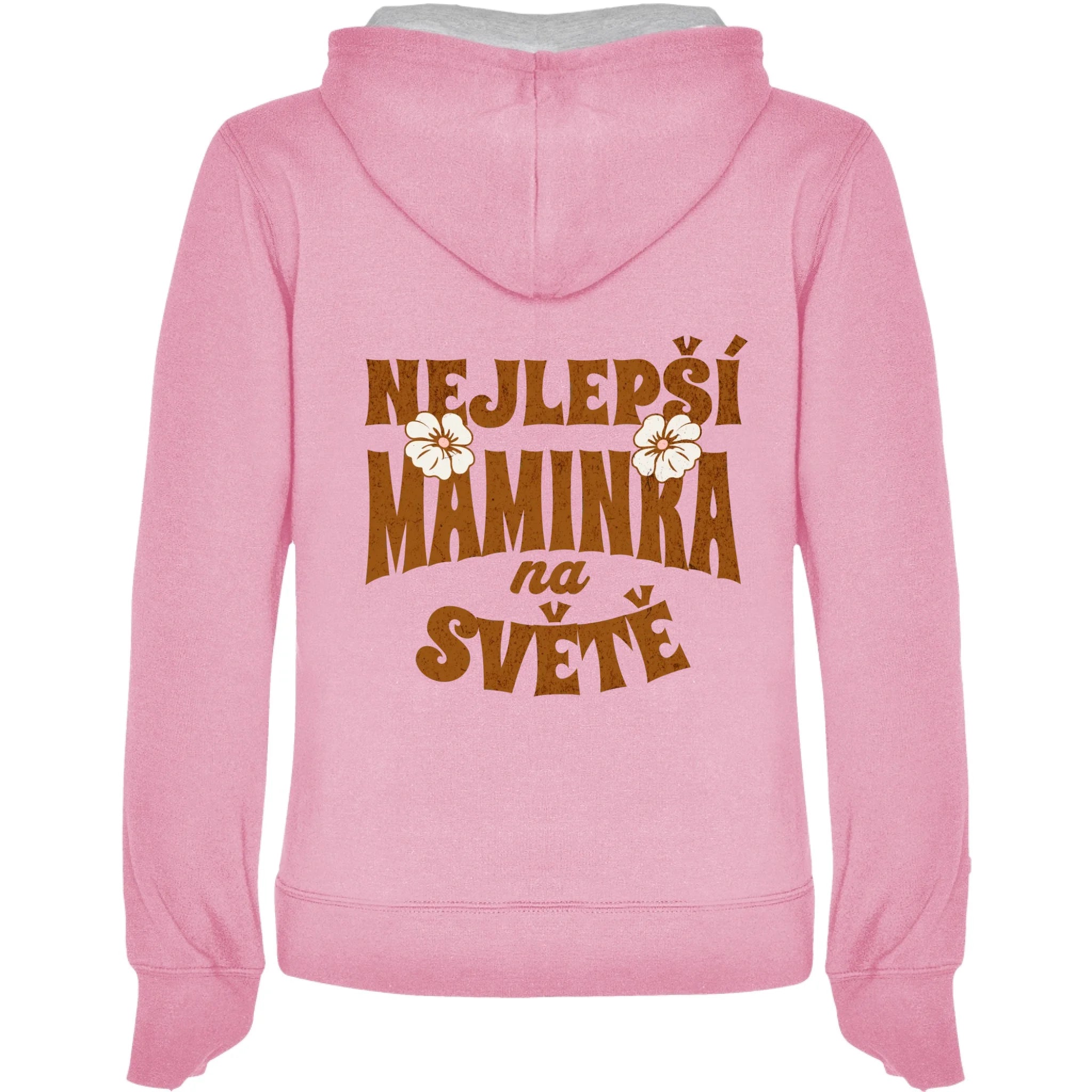 DÁMSKÁ MIKINA S KAPUCÍ s motivem NEJ MÁMA (výběr z 20+ potisků) potisk jen na záda dámská mikina URBAN Růžová melír
