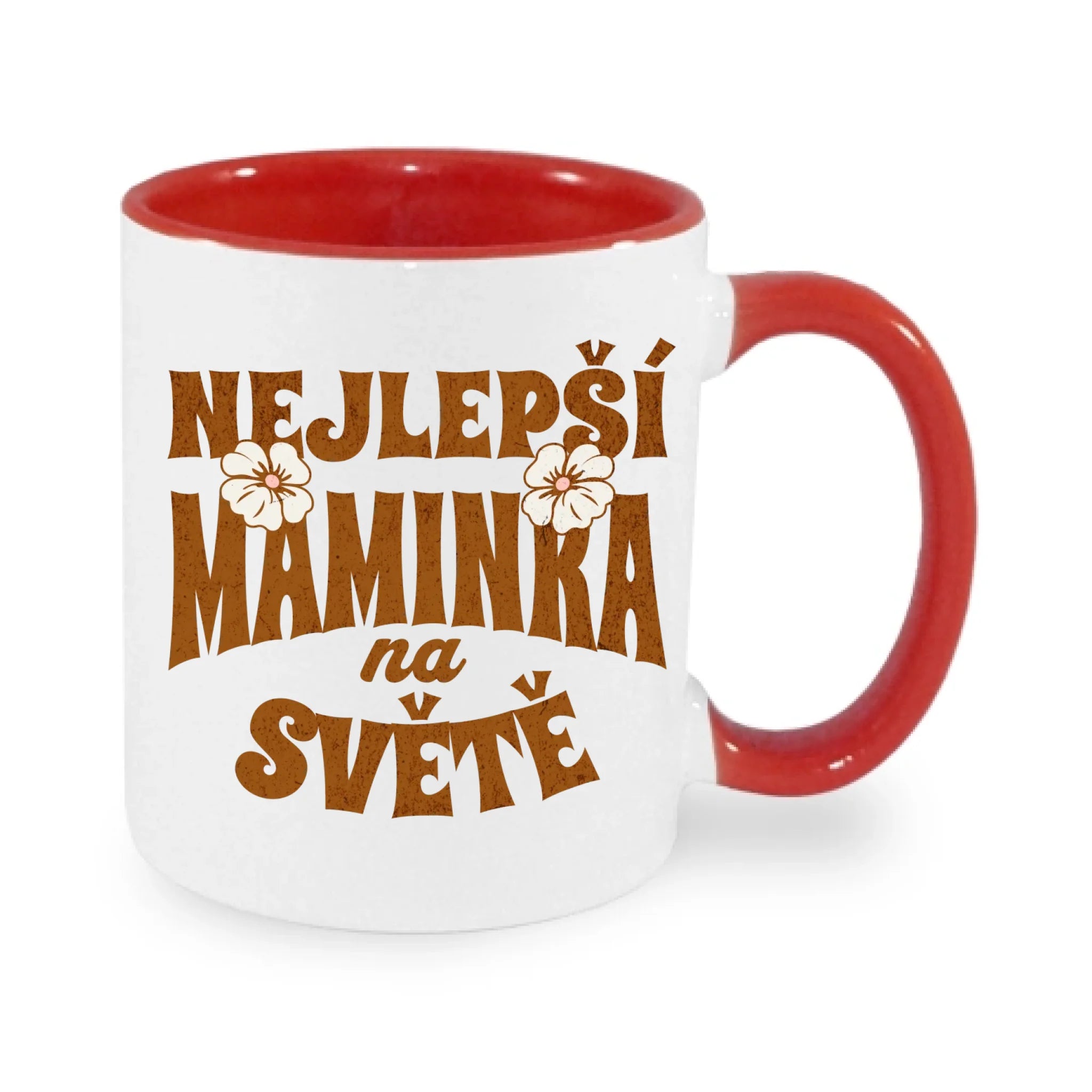 HRNÍČEK s motivem NEJ MÁMA (výběr z 20+ potisků) potisk jen dopředu hrníček Bílá červená 330 ml