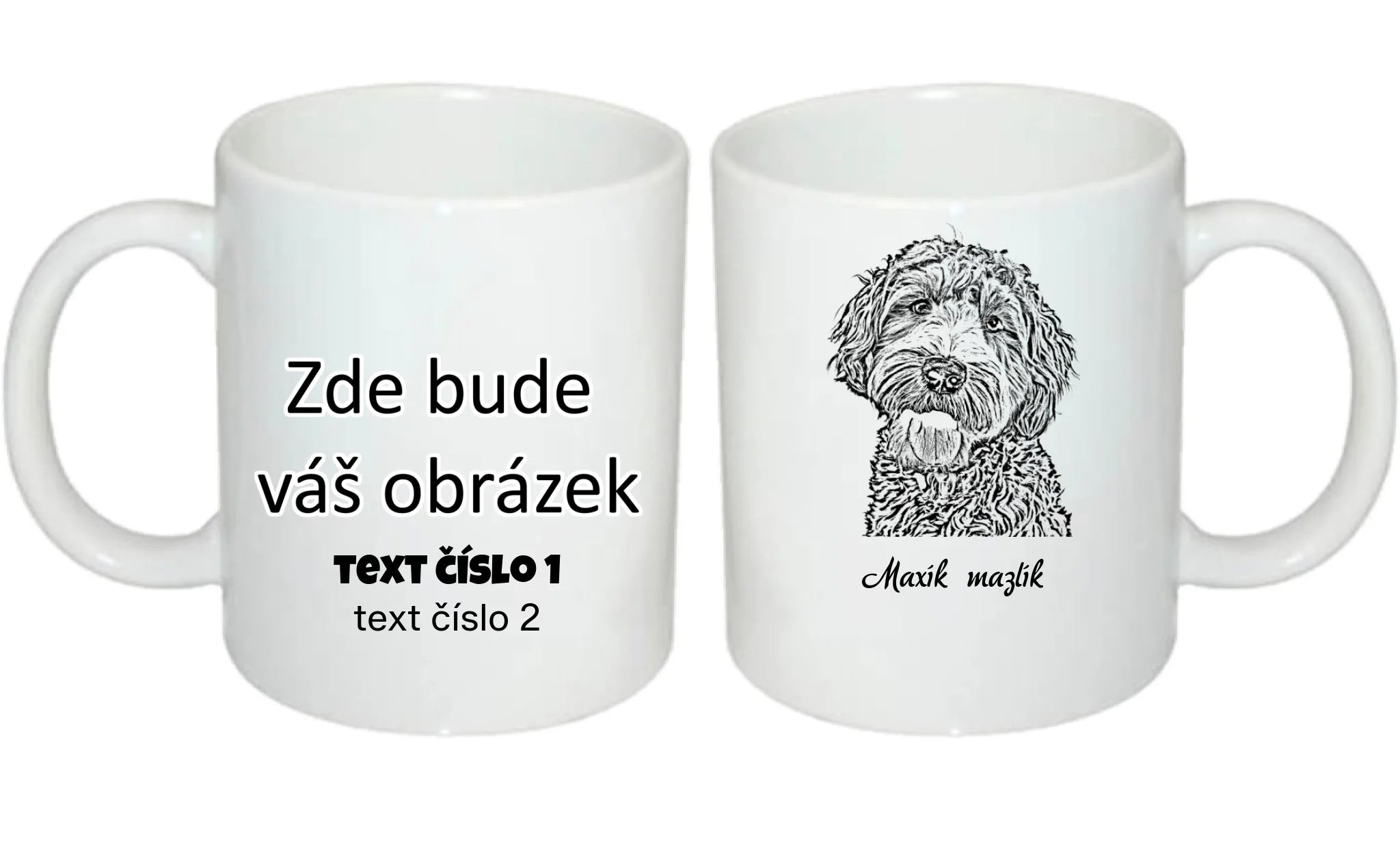 HRNÍČEK s potiskem KRESBA ZVÍŘÁTKA (vložíte fotku a necháte upravit) oboustranný potisk hrníček Bílý 330 ml