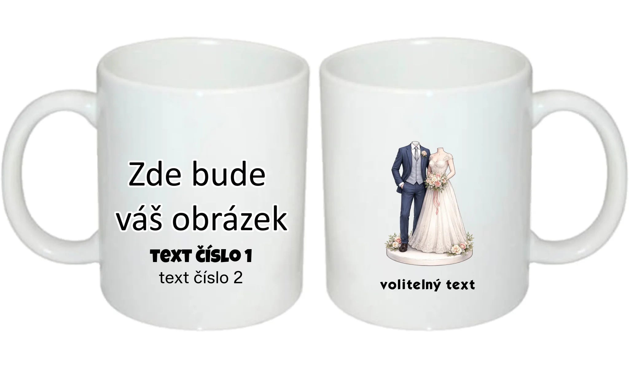 HRNÍČEK s motivem NOVOMANŽELÉ (vložíte foto) oboustranný potisk hrníček Bílý 330 ml