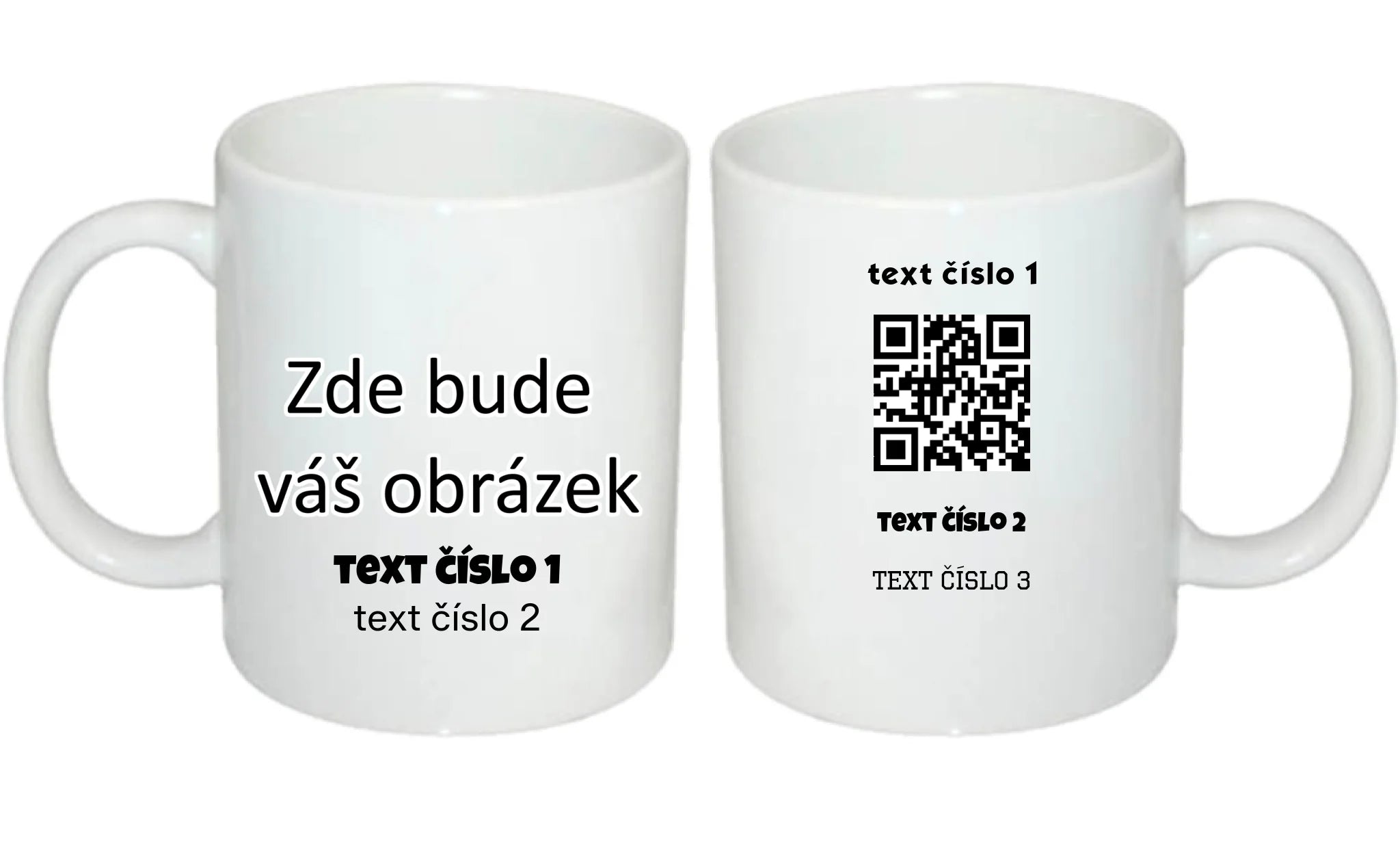 HRNÍČEK s motivem QR KÓD (vložíte url adresu, můžete vložit vlastní texty) oboustranný potisk hrníček Bílý 330 ml