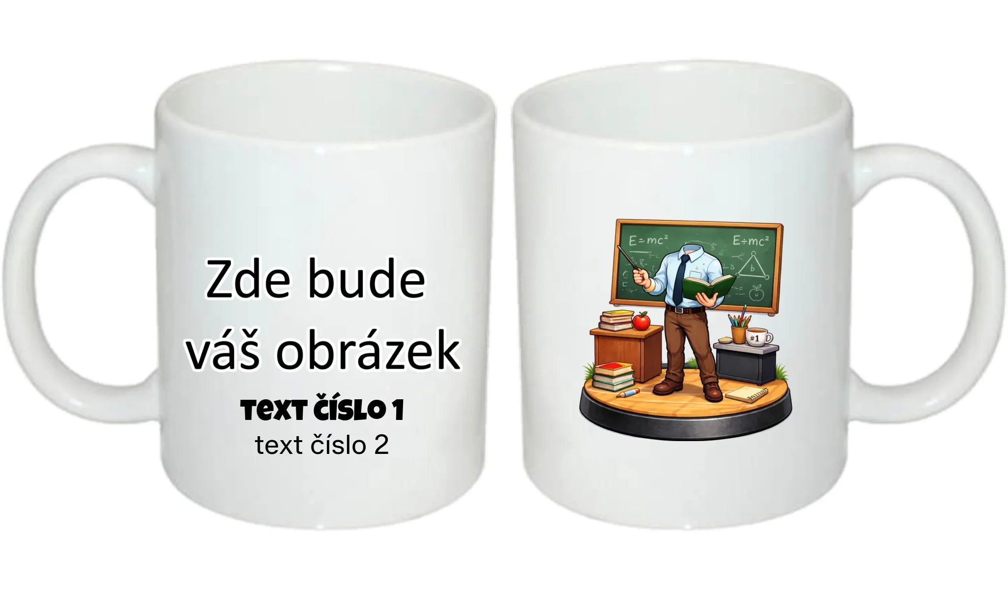 HRNÍČEK s motivem UČITEL / UČITELKA (vložíte portrétní foto) oboustranný potisk hrníček Bílý 330 ml