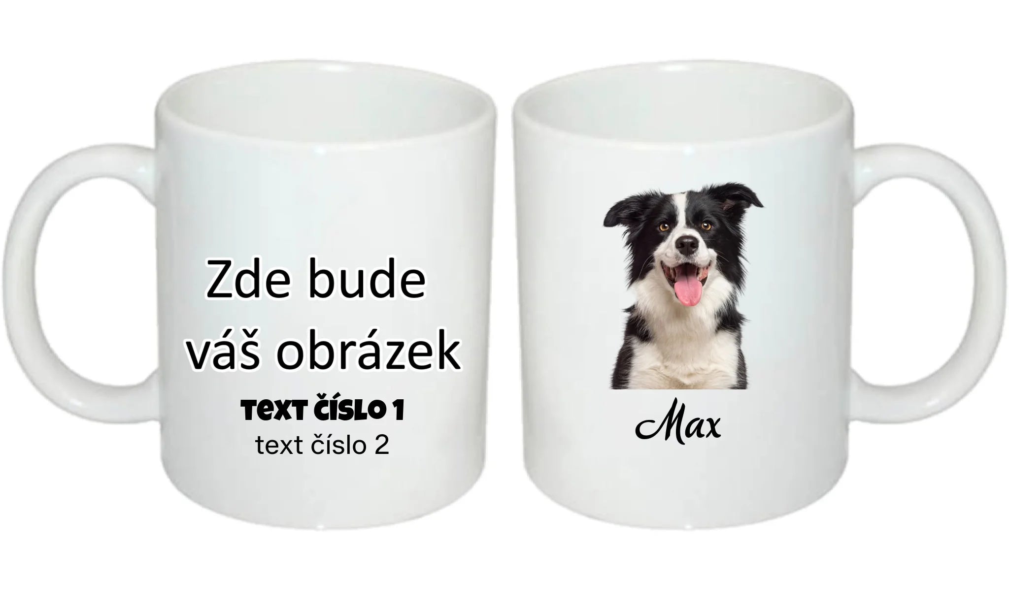 HRNÍČEK s potiskem PORTRÉT ZVÍŘETE (vložíte fotku, odstraní se pozadí, doplníte jméno) oboustranný potisk hrníček Bílý 330 ml