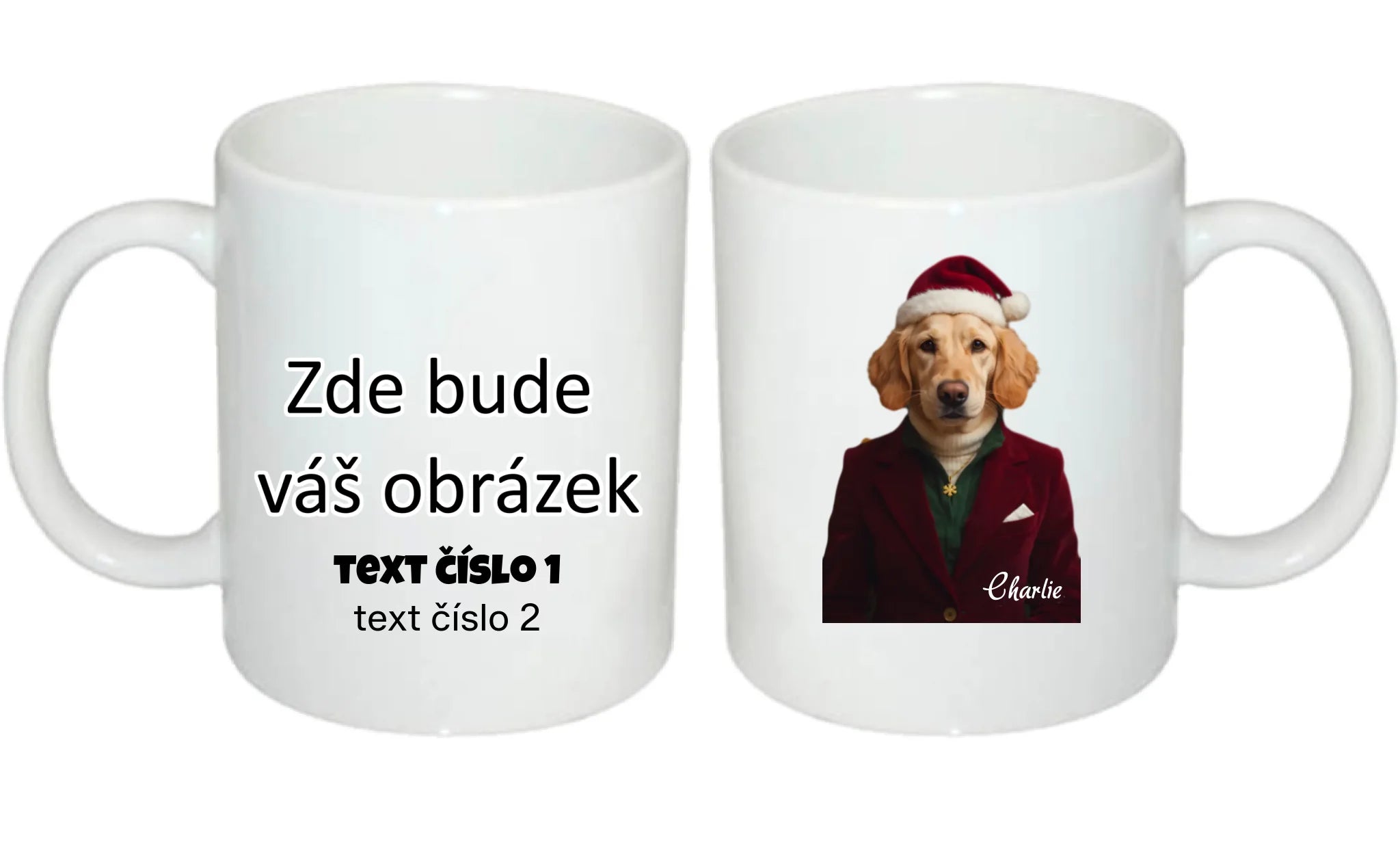 HRNÍČEK s potiskem ZVÍŘECÍ GLAMOUR PROMĚNA AI (vložíte foto, doplníte jméno) oboustranný potisk hrníček Bílý 330 ml
