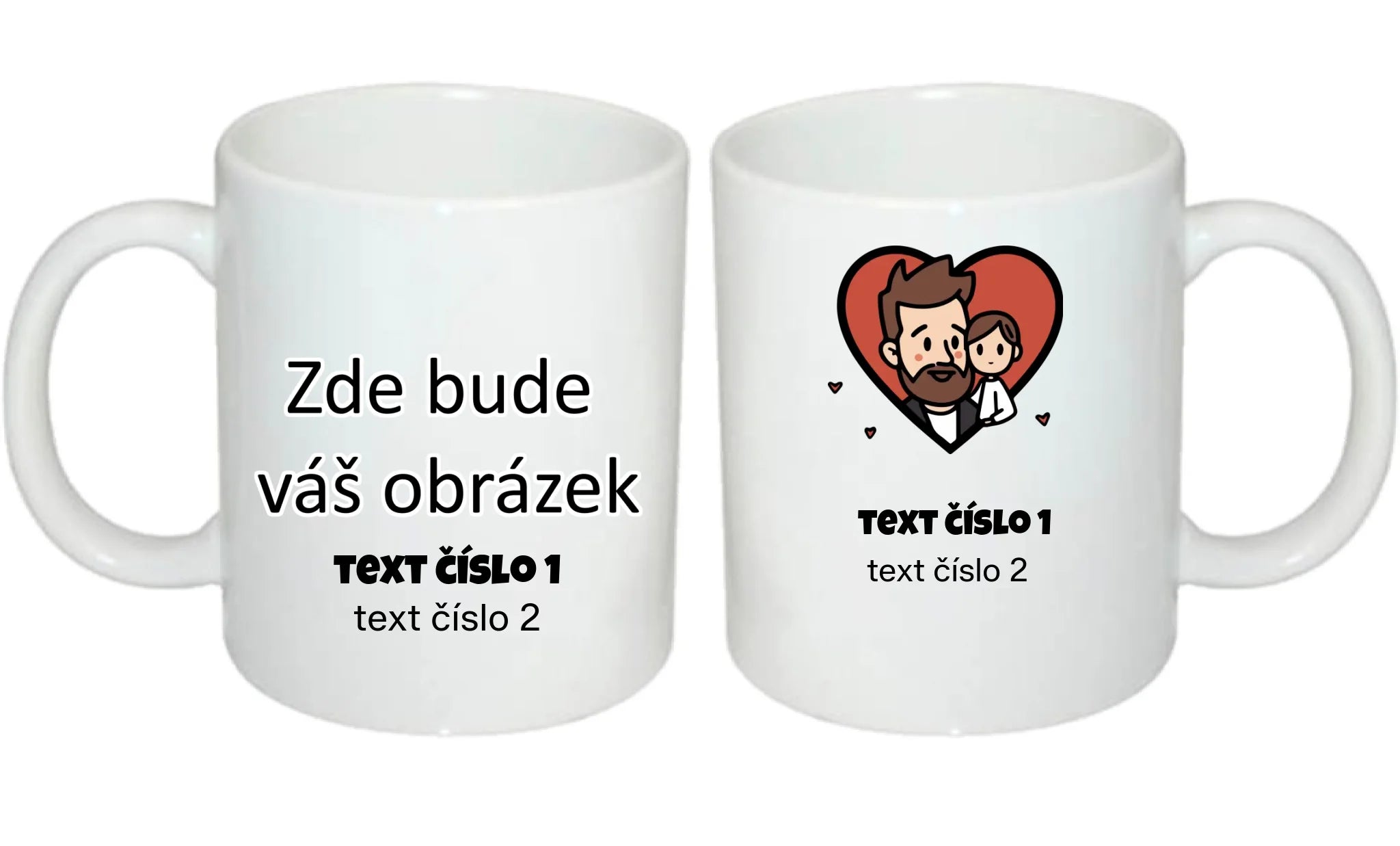 HRNÍČEK s motivem NEJ TÁTA (výběr z 10+ obrázků, možnost doplnit vlastní texty) oboustranný potisk hrníček Bílý 330 ml