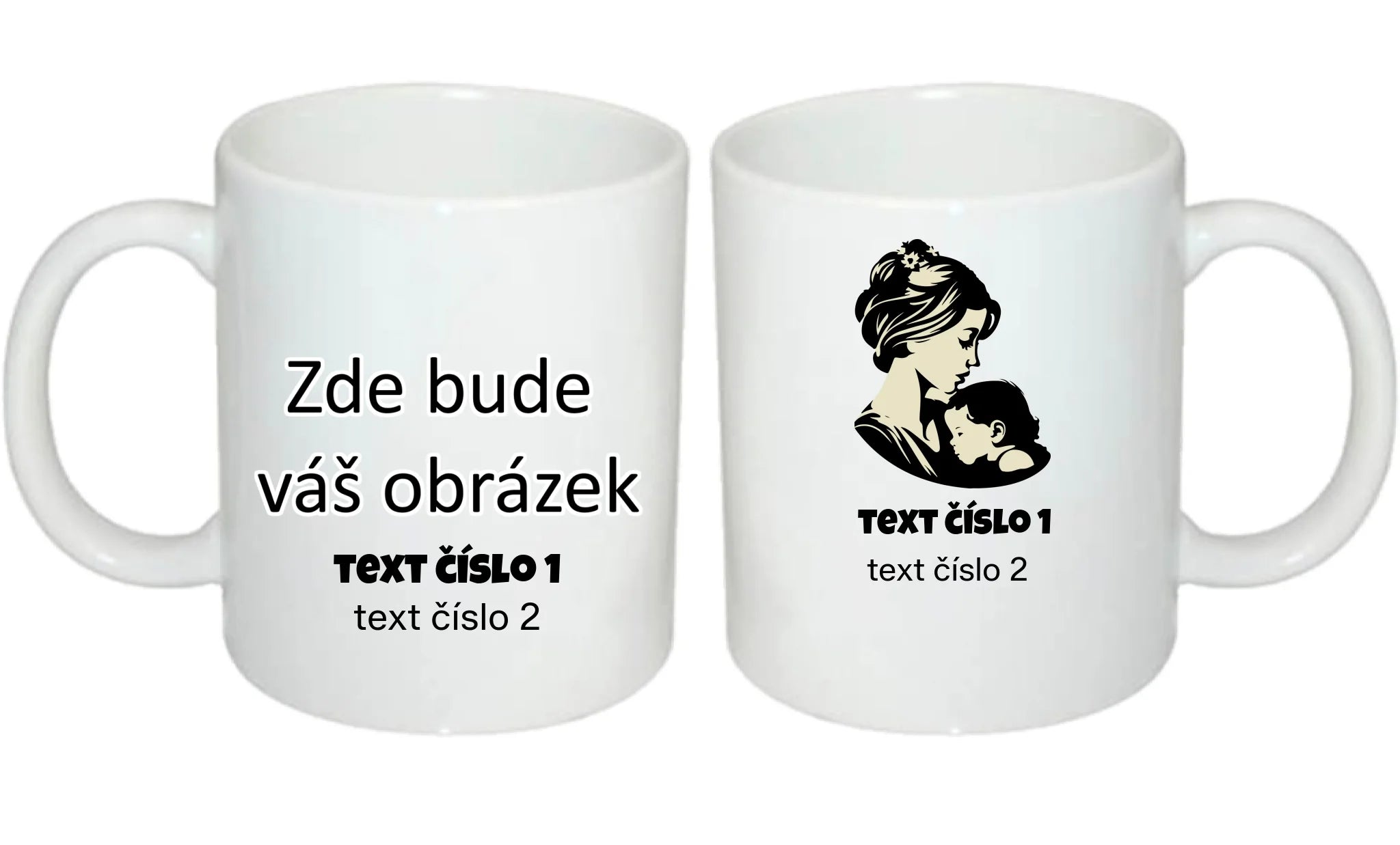 HRNÍČEK s motivem NEJ MÁMA (výběr z 10+ obrázků, možnost doplnit vlastní texty) oboustranný potisk hrníček Bílý 330 ml