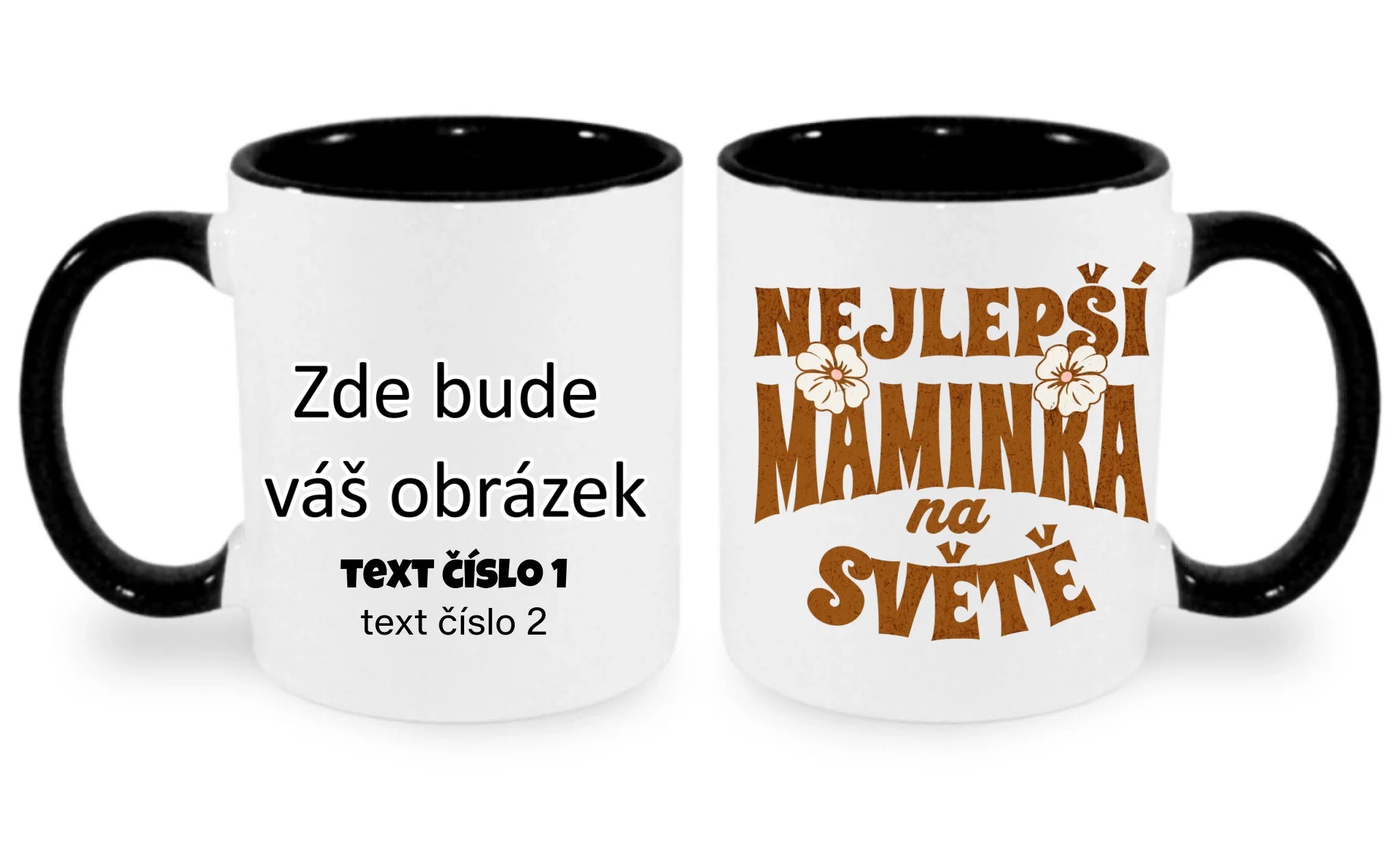 HRNÍČEK s motivem NEJ MÁMA (výběr z 20+ potisků) oboustranný potisk hrníček Bílá černá 330 ml