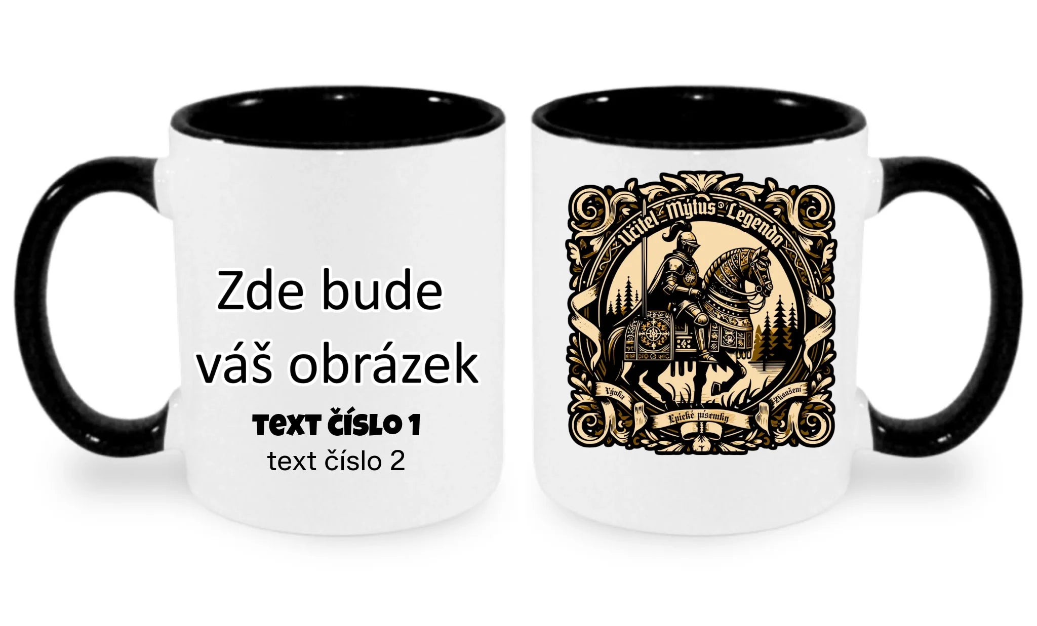 HRNÍČEK s motivem UČITEL (výběr z 20+ potisků) oboustranný potisk hrníček Bílá černá 330 ml